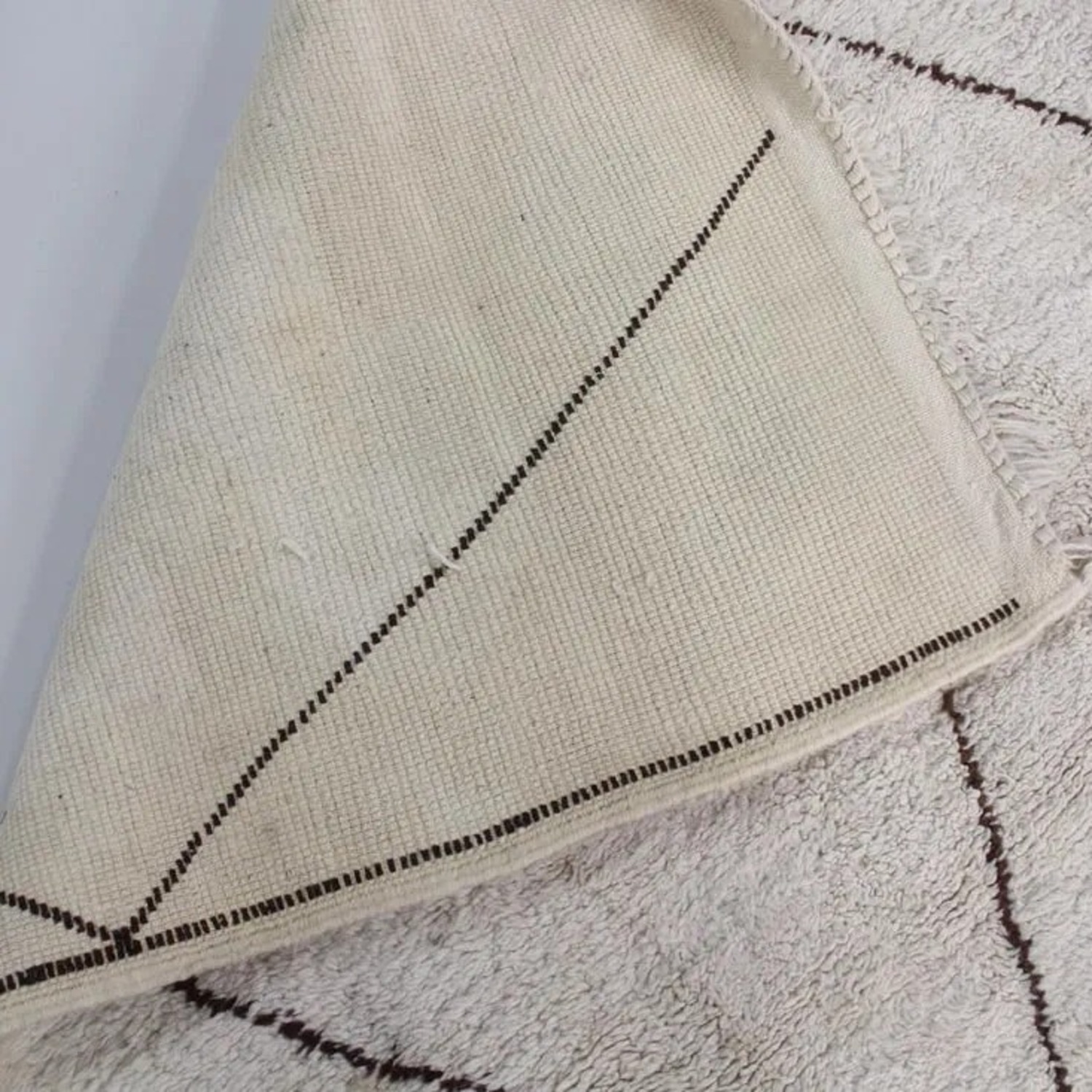 Moroccan Shag Rug with Diamond Pattern - image-9