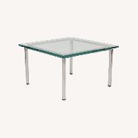 Chrome & Cantilevered Glass Side Table