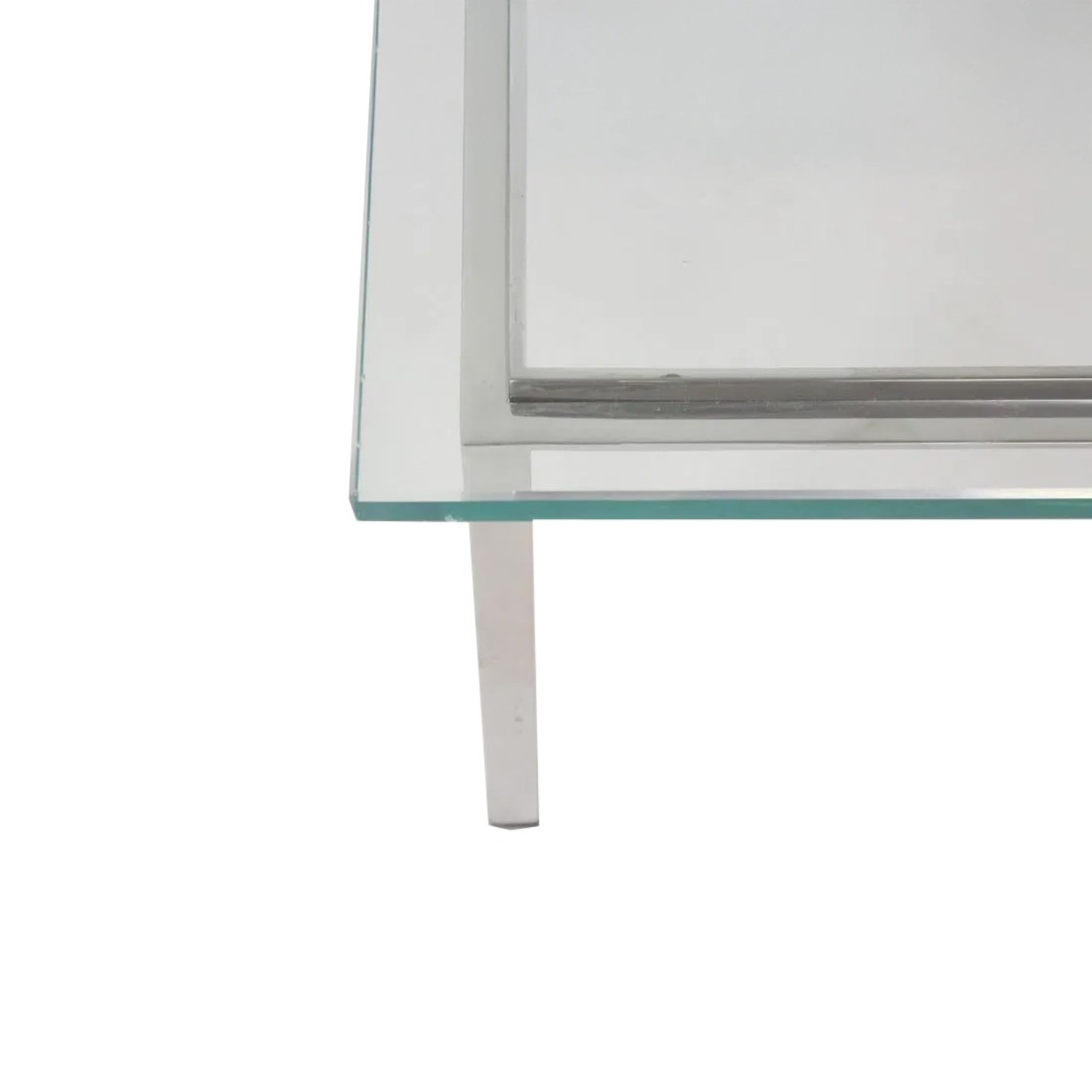 Chrome & Cantilevered Glass Side Table - image-6