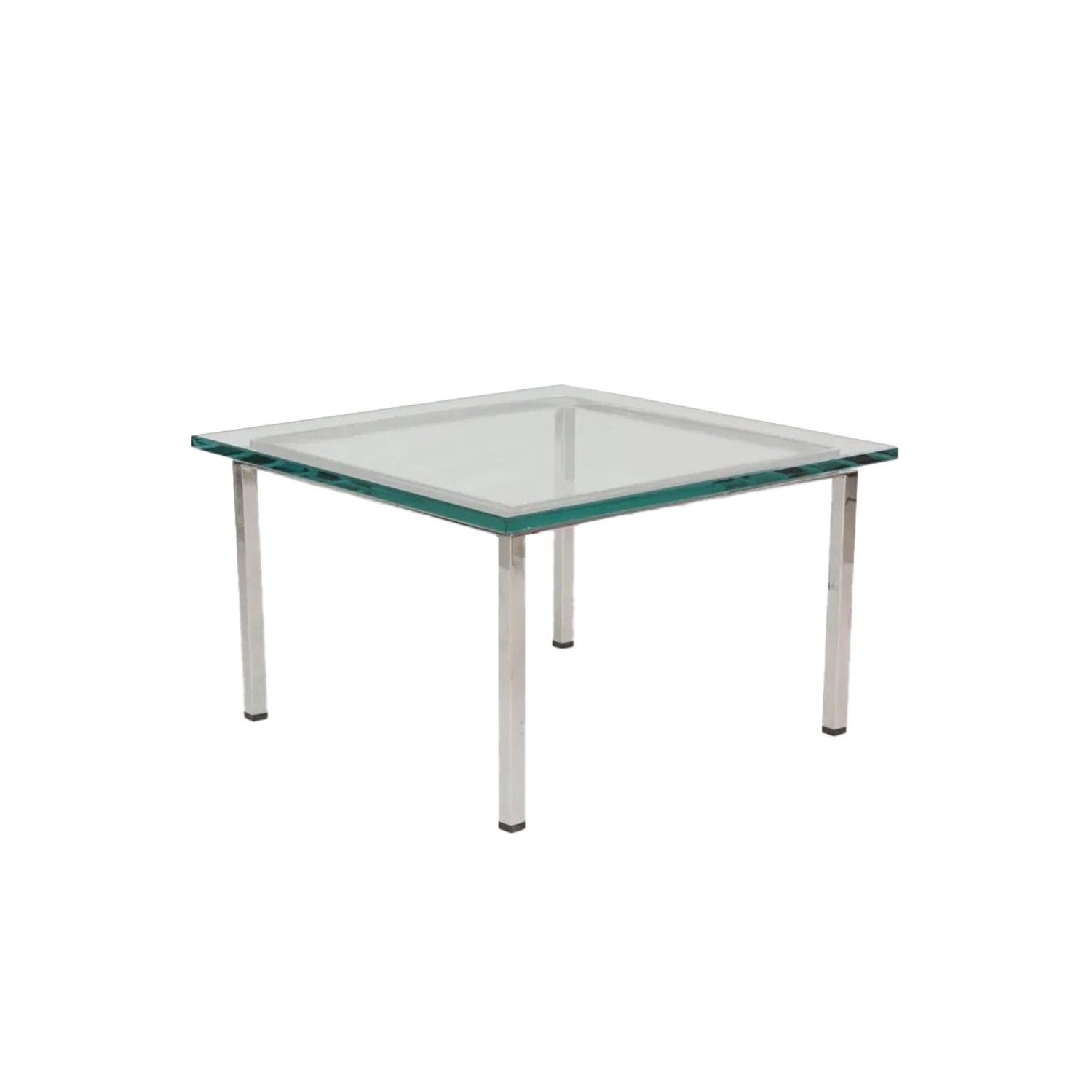 Chrome & Cantilevered Glass Side Table - image-1