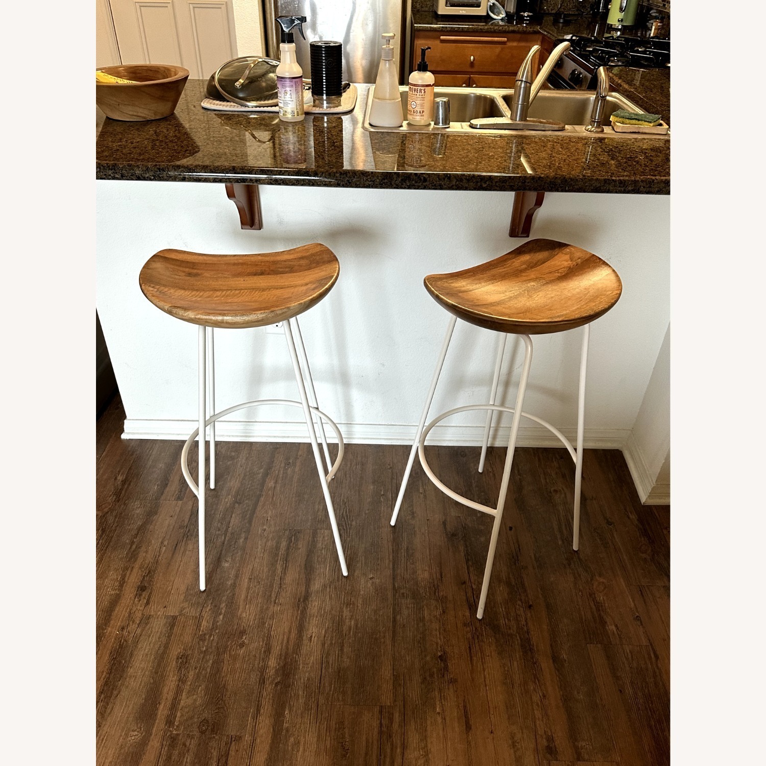 West Elm Whitewashed Alden Bar Stools - image-2