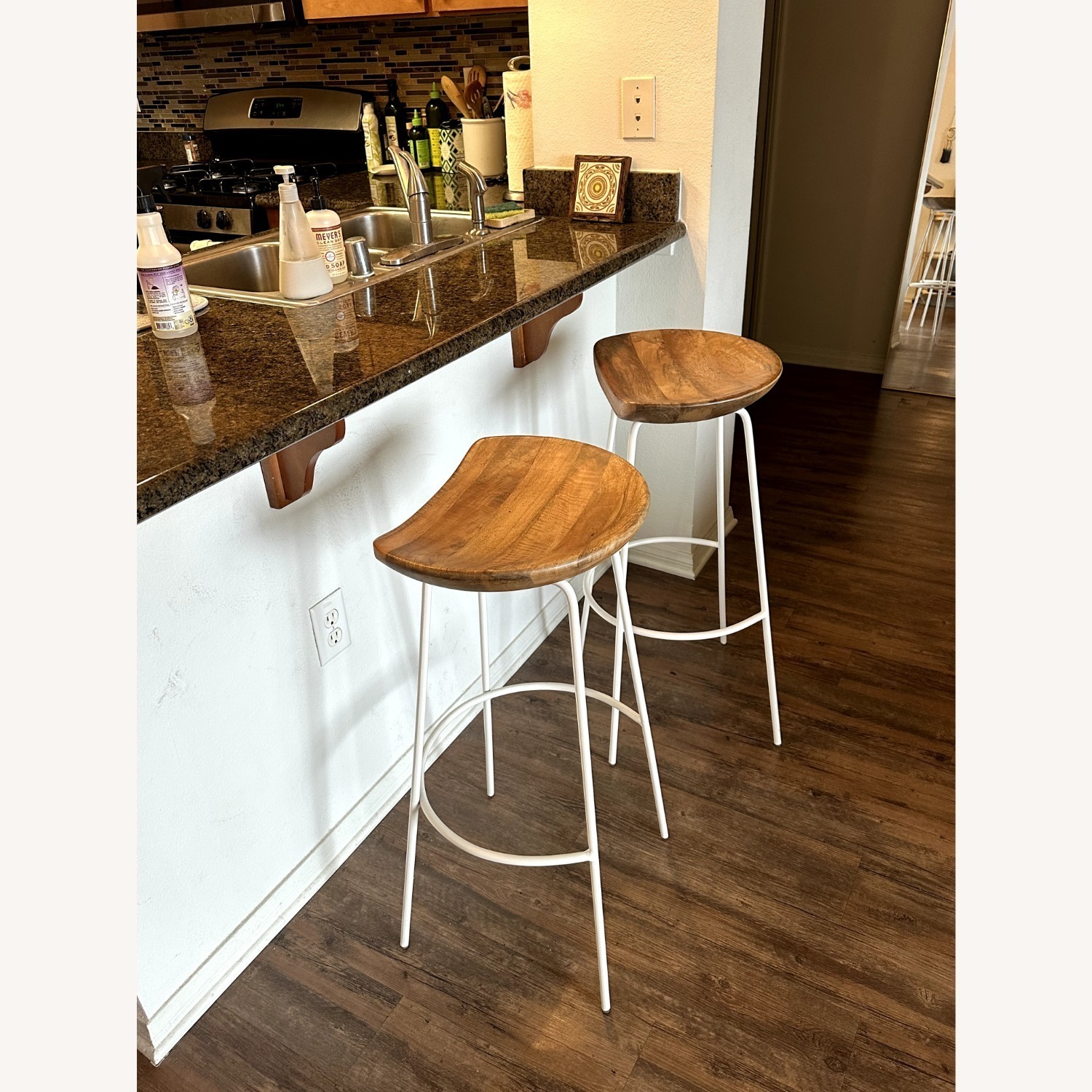 West Elm Whitewashed Alden Bar Stools - image-1