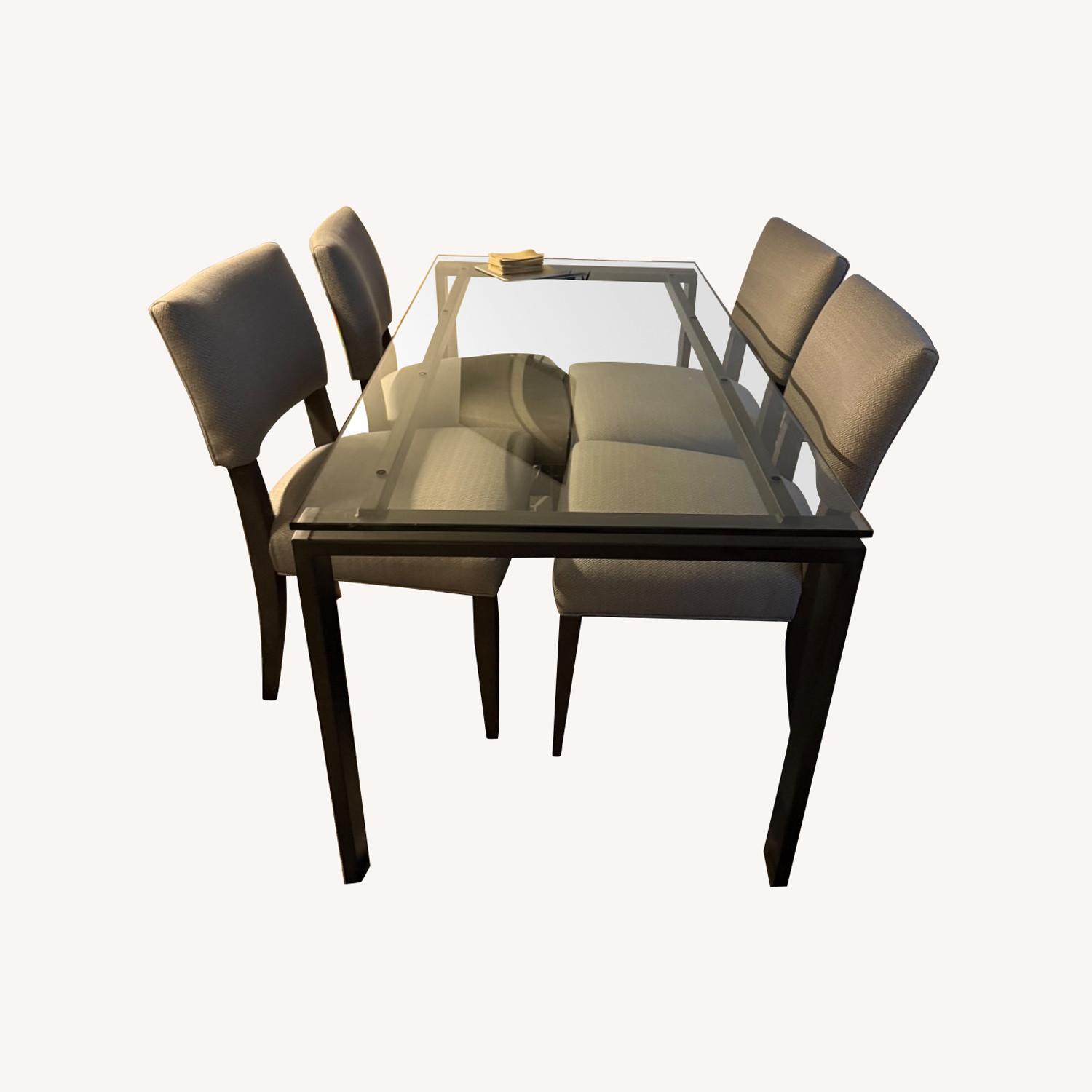 Crate & Barrel Dining Table Set Glass Top - image-0