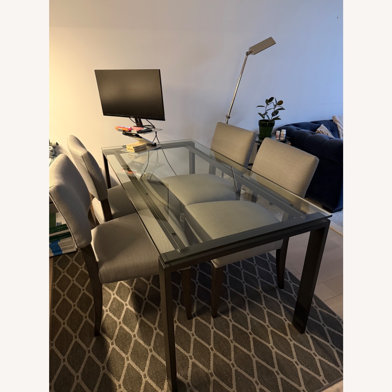 Crate & Barrel Dining Table Set Glass Top - image-2