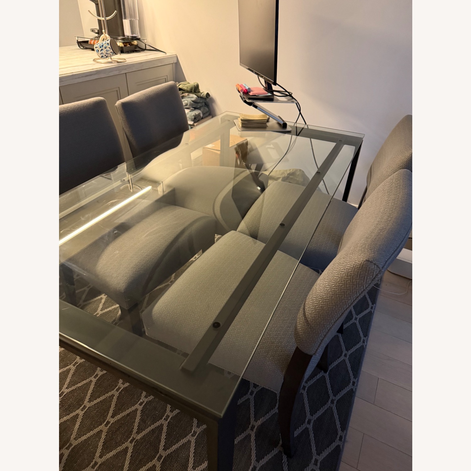 Crate & Barrel Dining Table Set Glass Top - image-3