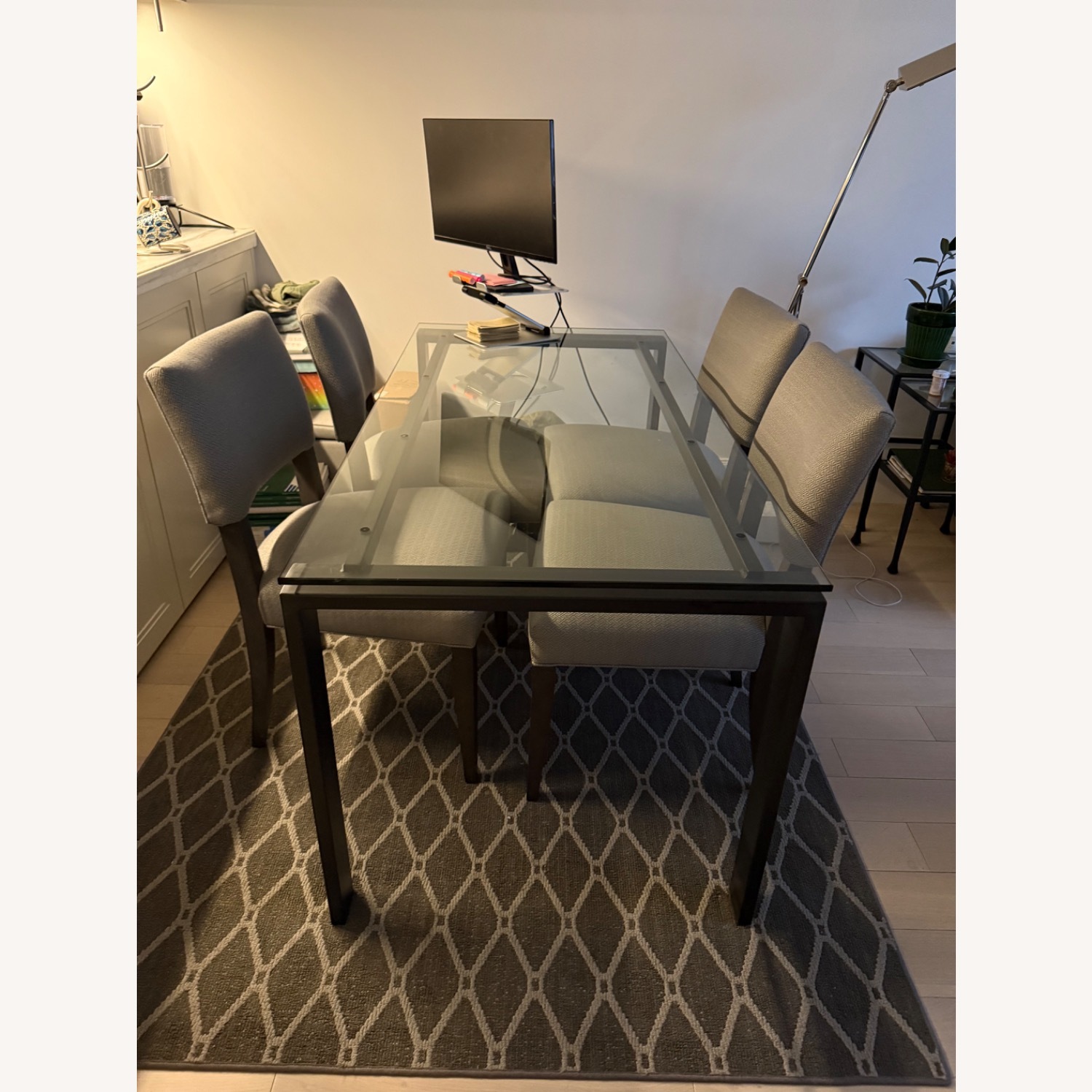 Crate & Barrel Dining Table Set Glass Top - image-1