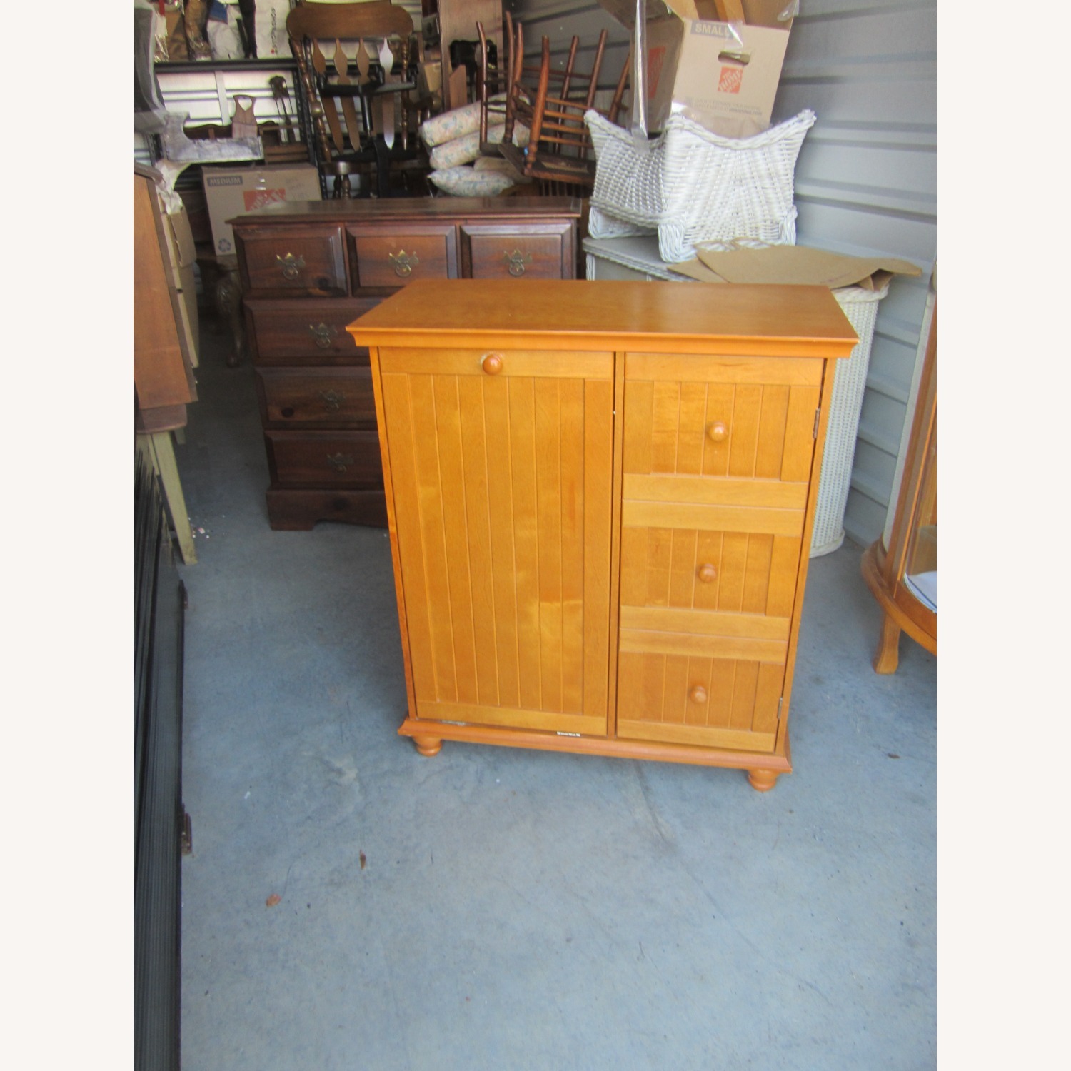 Vintage Wood Cabinet Hamper Storage - image-1