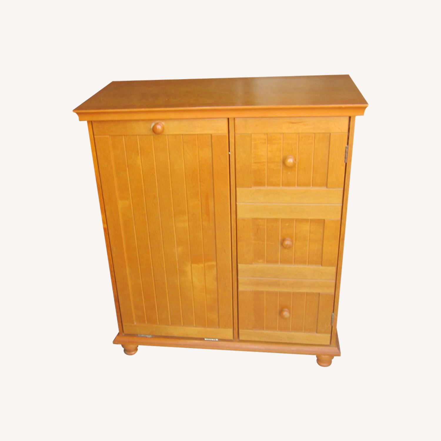 Vintage Wood Cabinet Hamper Storage - image-0