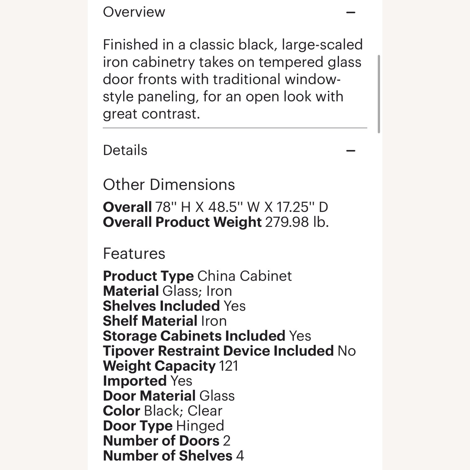 Glass Door Cast Iron Cabinet/Bookshelf - image-8