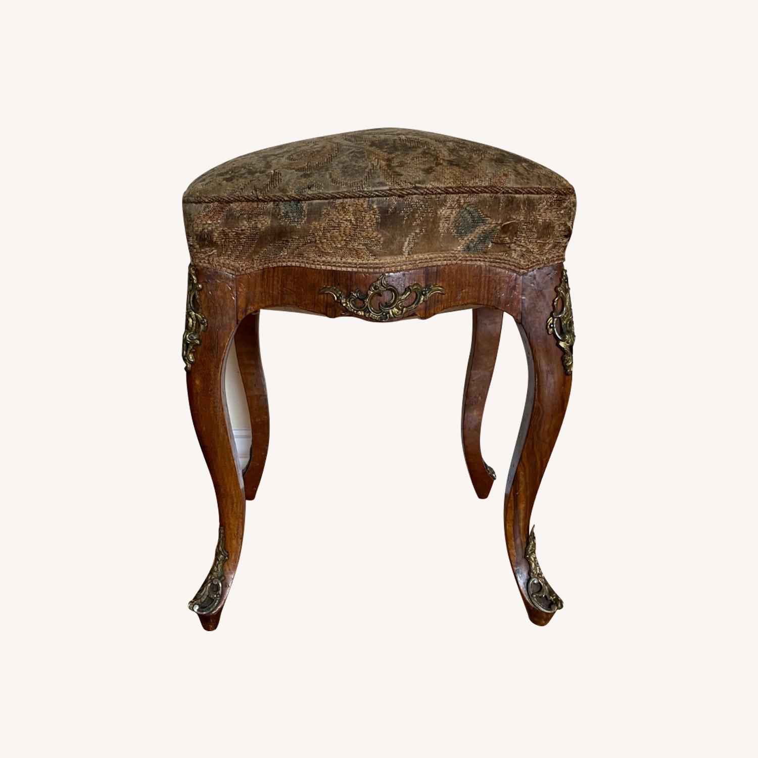 1890's German Baroque Floral Fabric Stool - image-0