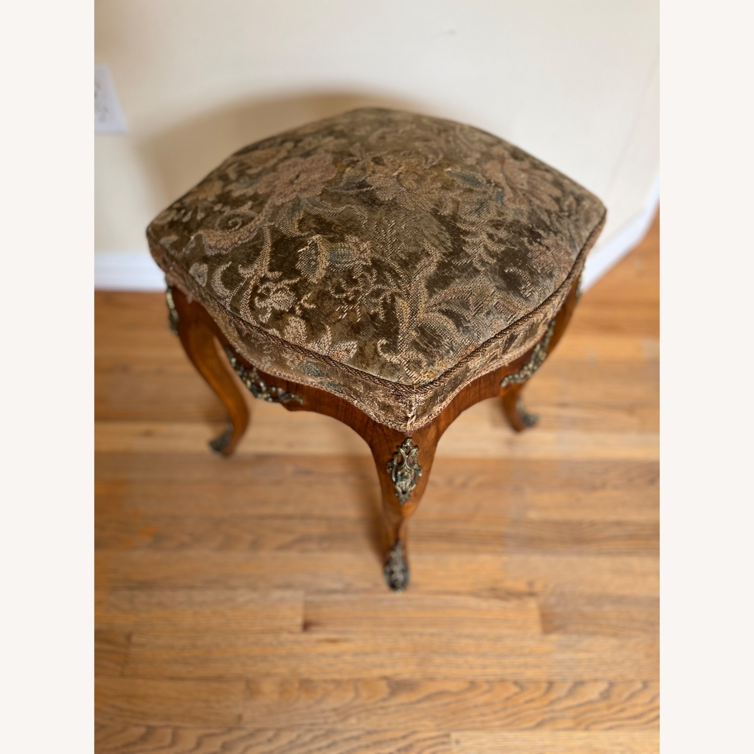 1890's German Baroque Floral Fabric Stool - image-3