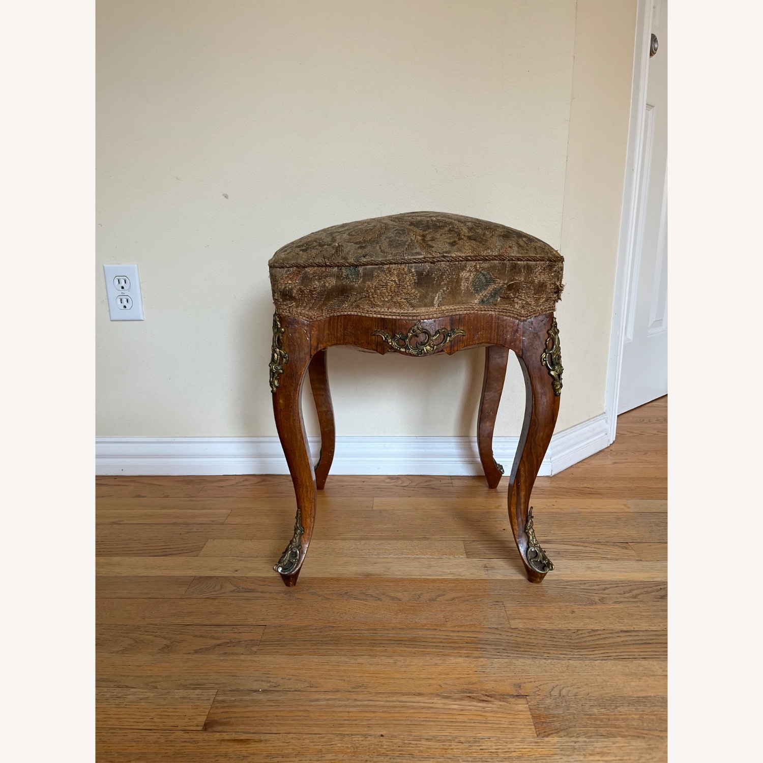 1890's German Baroque Floral Fabric Stool - image-1