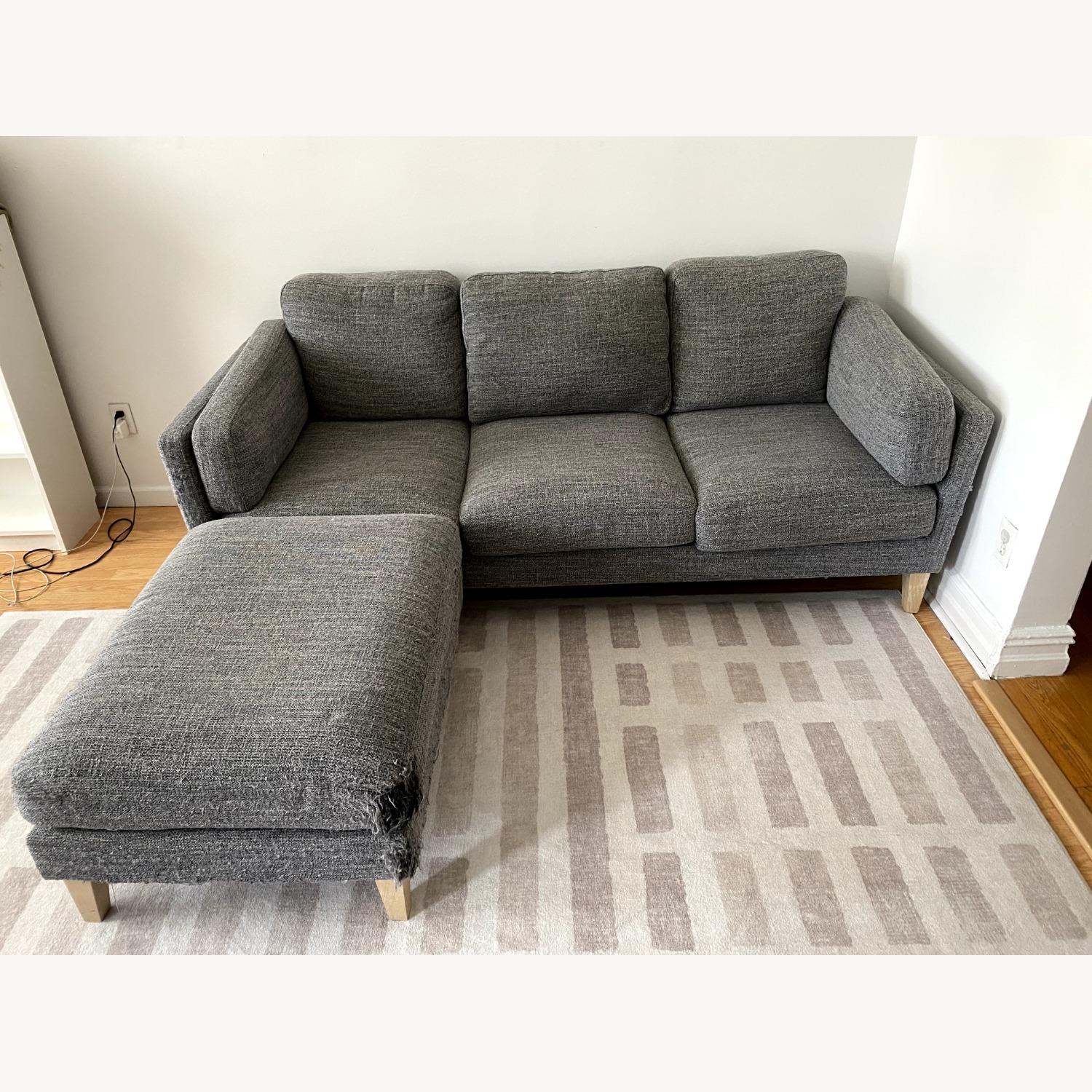 Noelle Graphite Woven Sofa and Ottoman - image-2