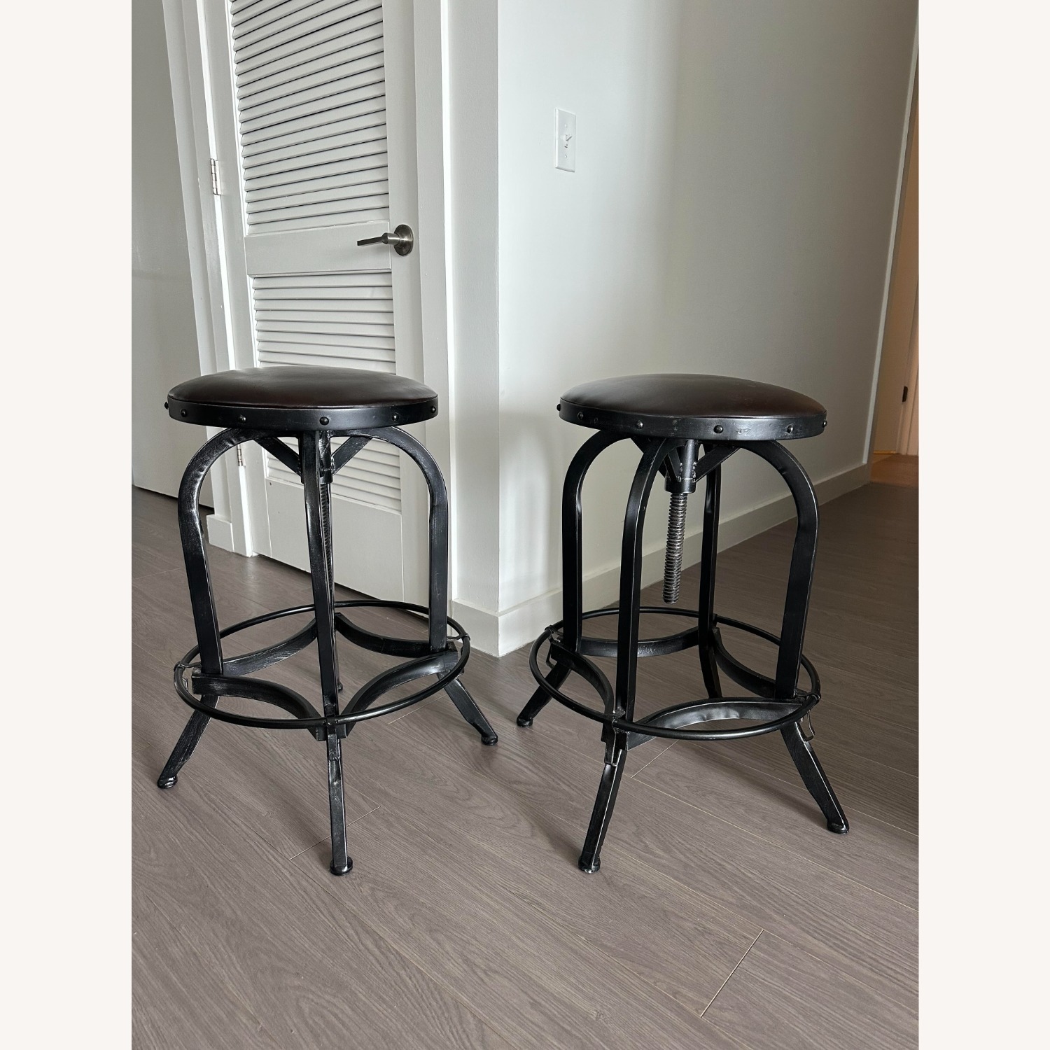 Bowery Hill Leather Adjustable Bar Stool - image-1