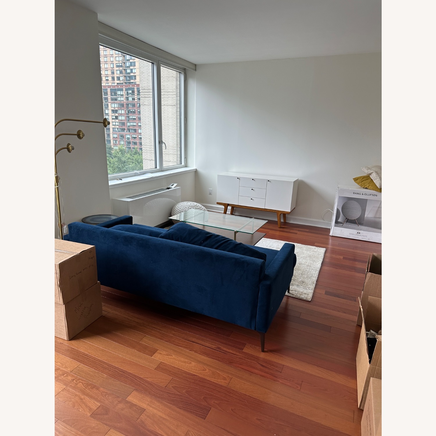 West Elm Ink Blue Velvet 76.5 Andes Sofa - image-2