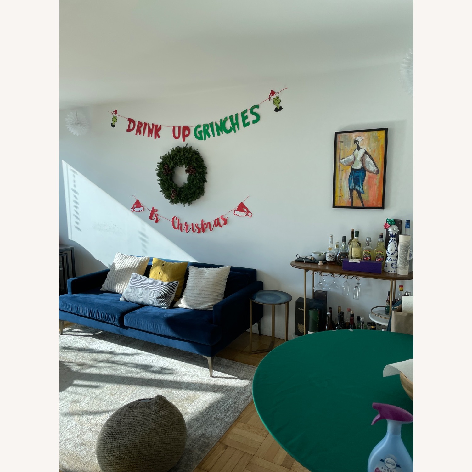 West Elm Ink Blue Velvet 76.5 Andes Sofa - image-3