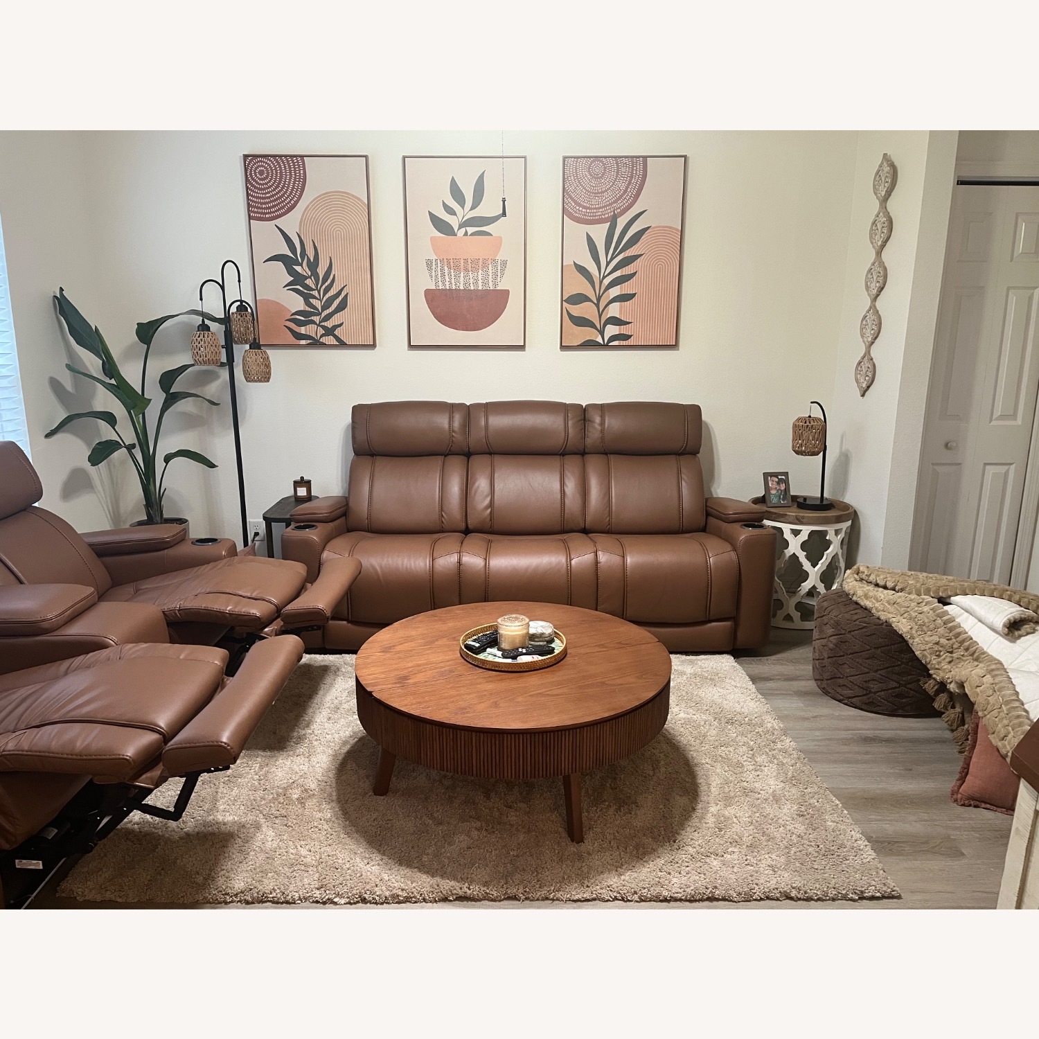 Leather Reclining Sofa - image-1