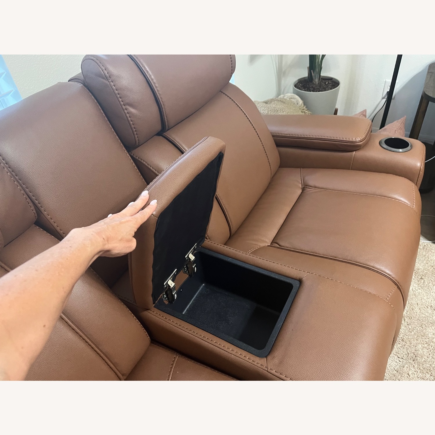 Haven Leather Power Recliner Loveseat - image-5