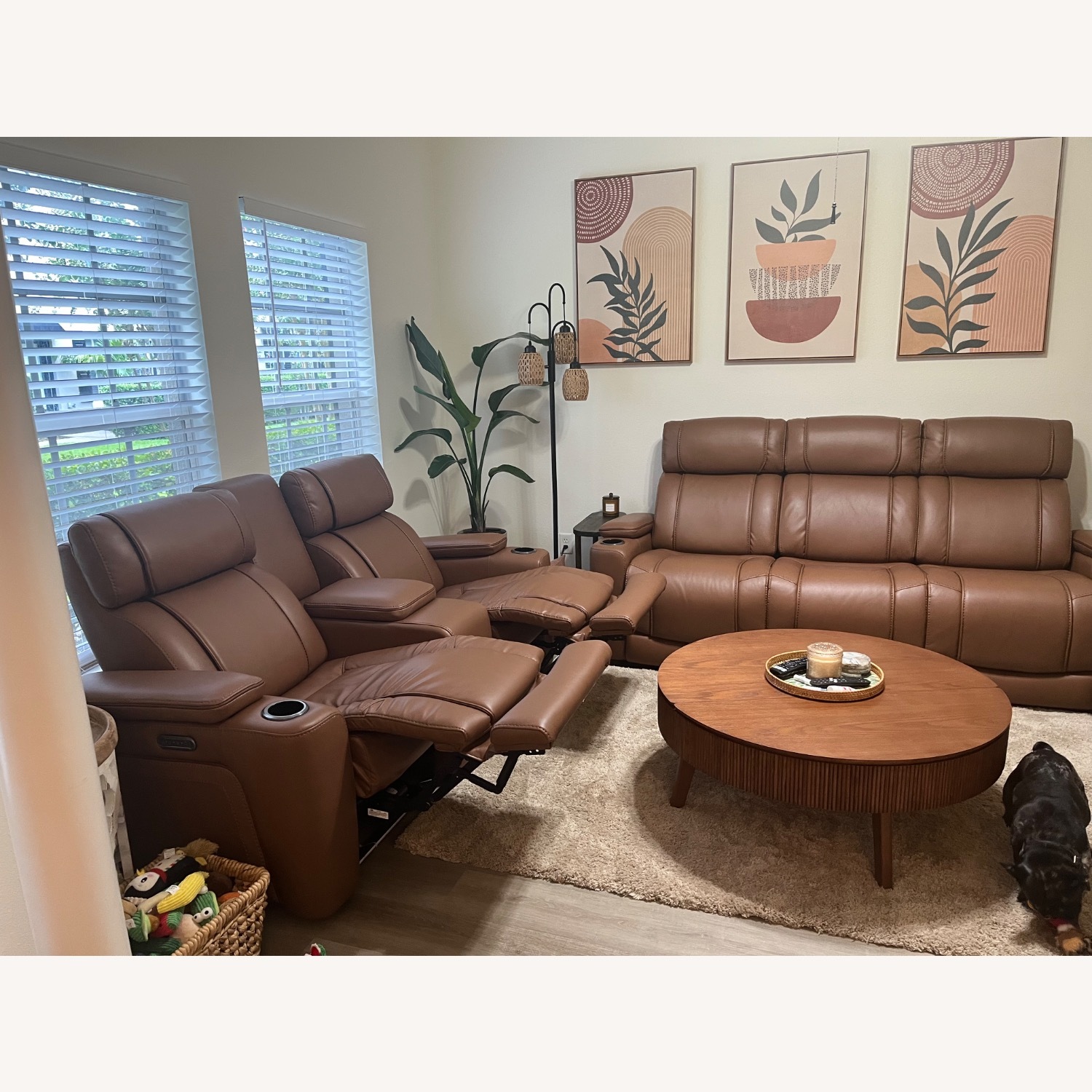 Haven Leather Power Recliner Loveseat - image-1