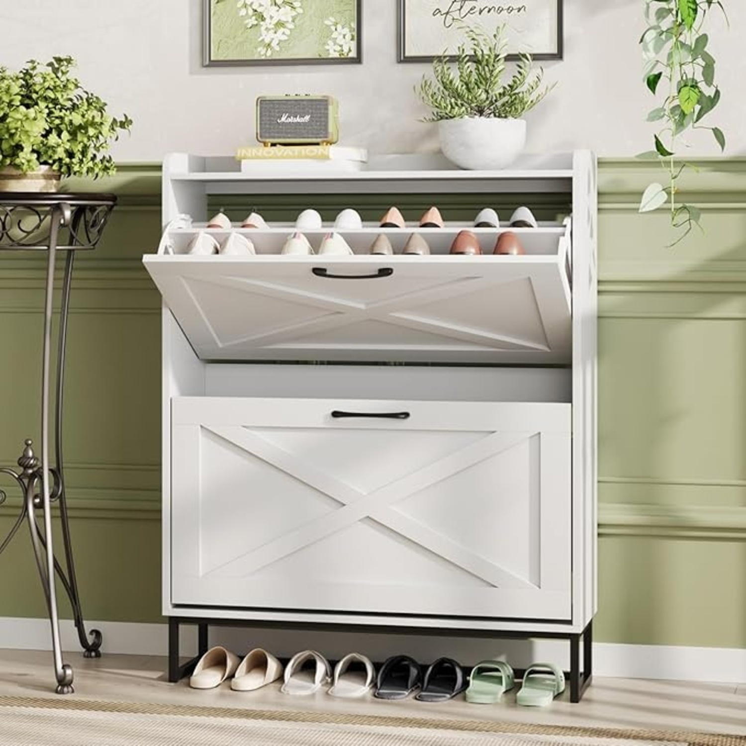 Shoe Cabinet with 2 Flip Drawers - image-4