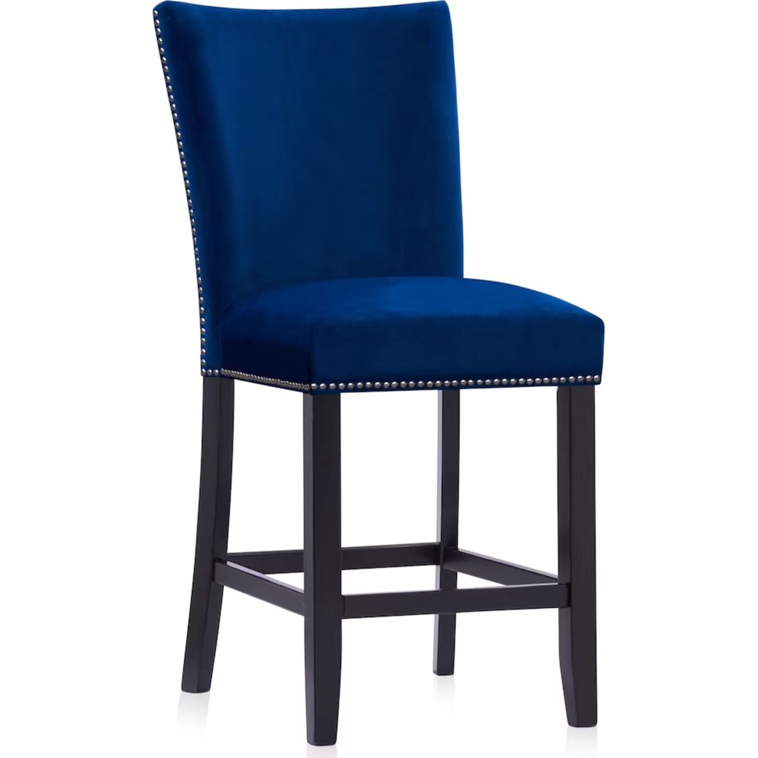 Navy Blue Velvet Counter Height Chairs - image-4