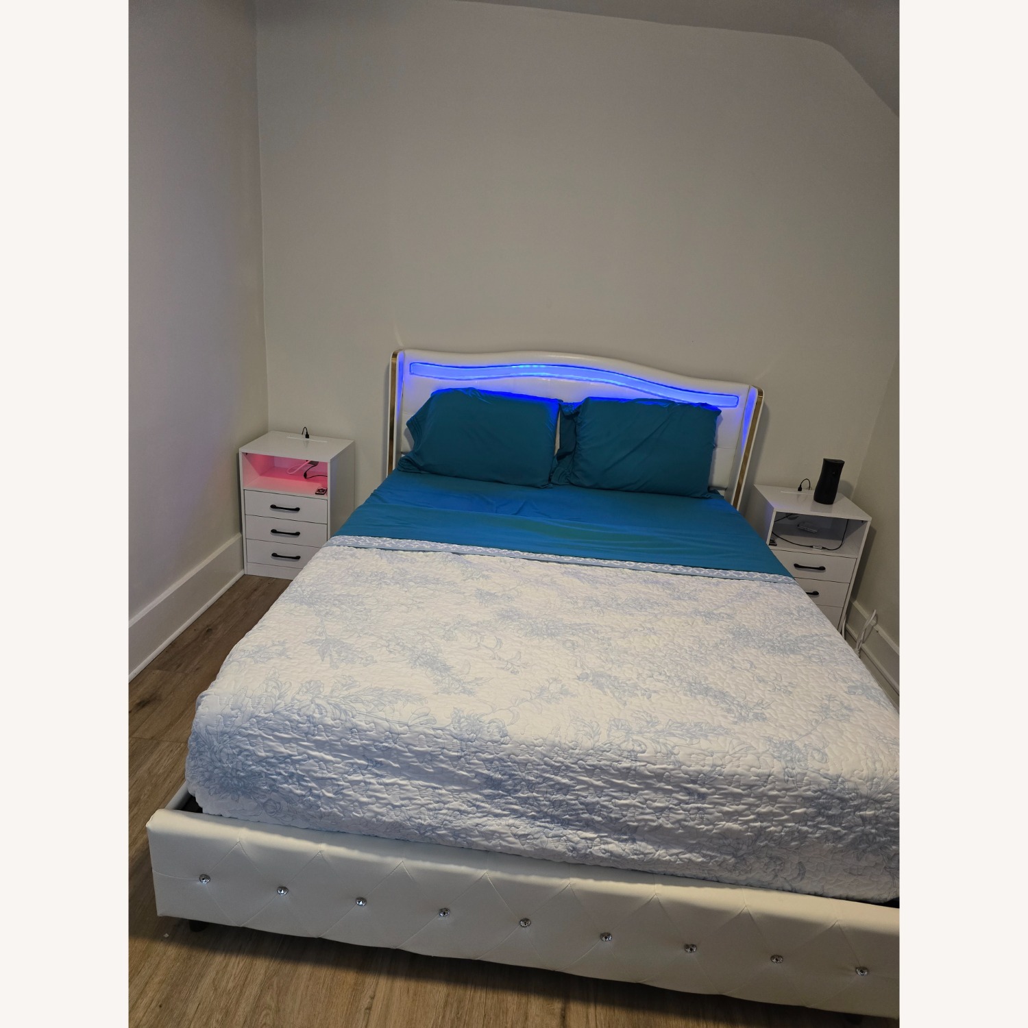 Bed Frame with Led Light and Storage - image-1