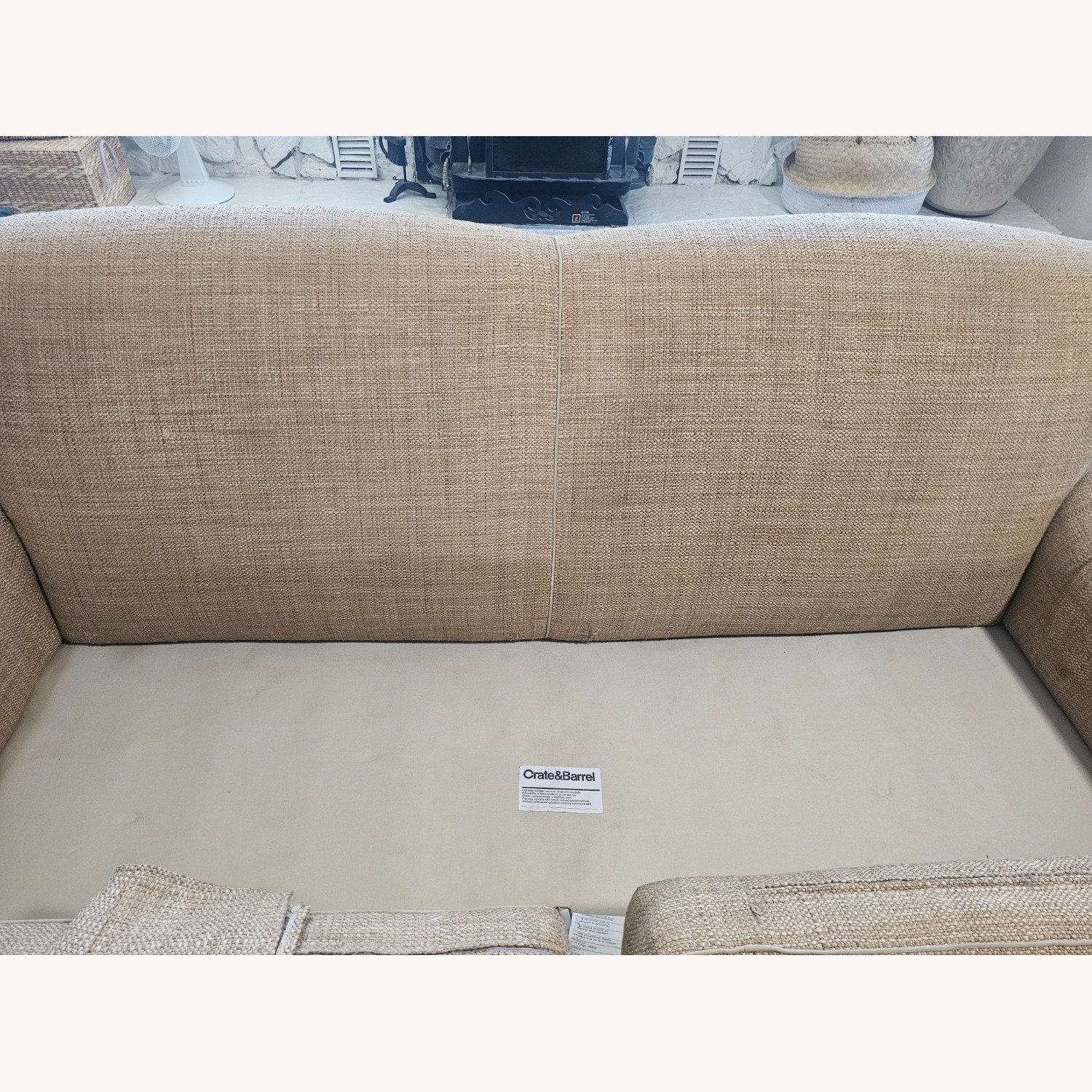 Crate & Barrel Gold Tweed Sofa - image-4