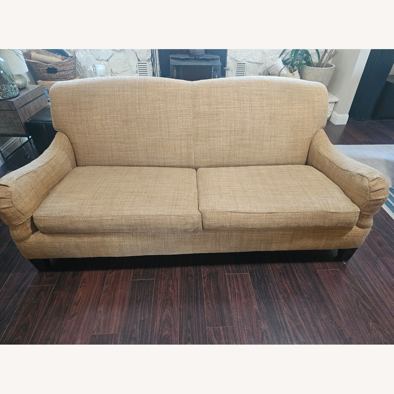 Crate & Barrel Gold Tweed Sofa - image-0