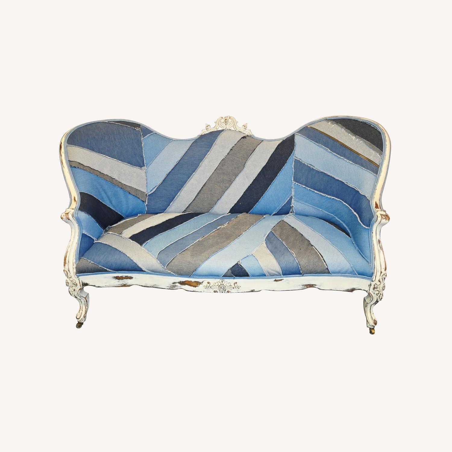 Vintage Custom Made Denim Sette 3 Seater - image-0