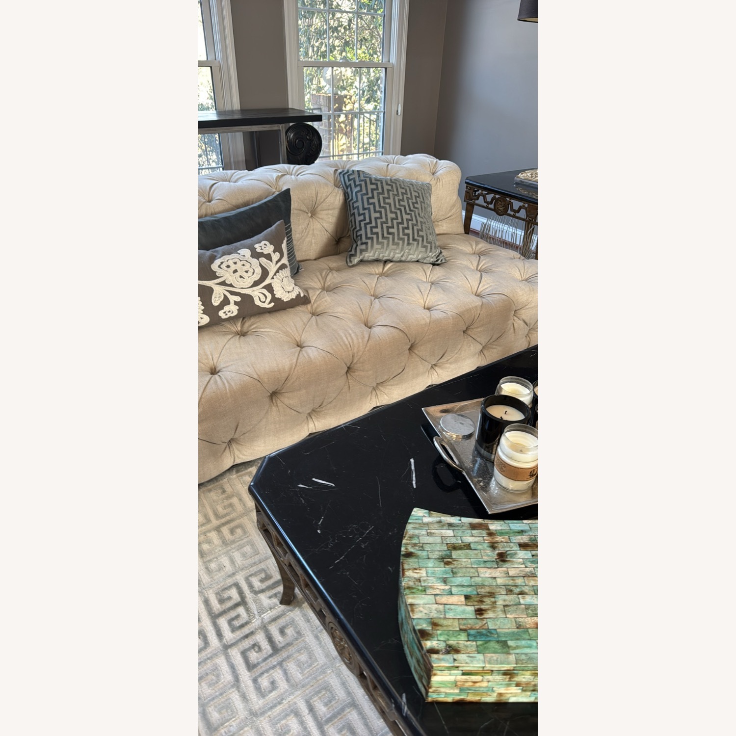 Restoration Hardware Soho Tufted Upholstered Armless Sofa - image-2