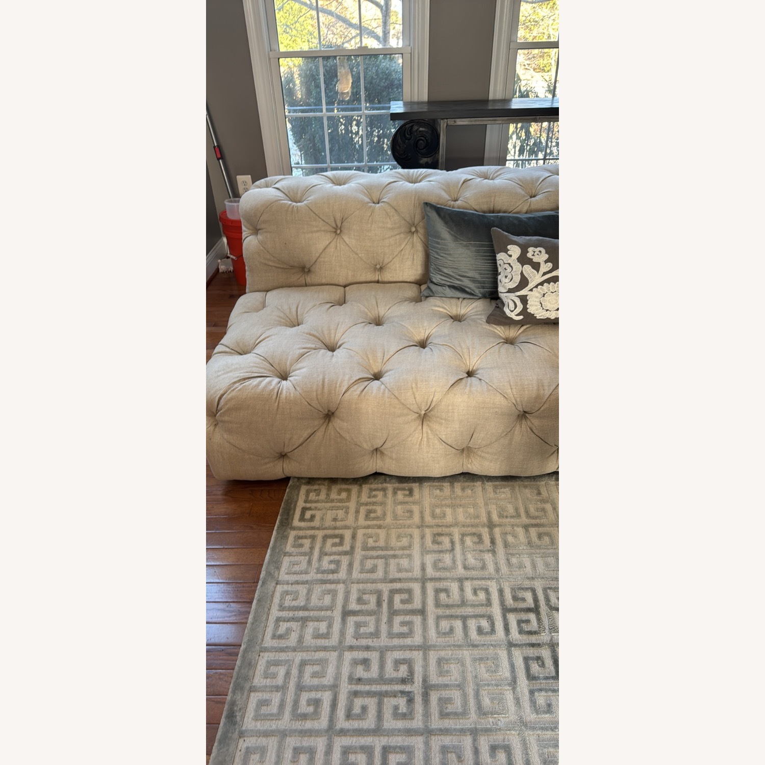 Restoration Hardware Soho Tufted Upholstered Armless Sofa - image-5