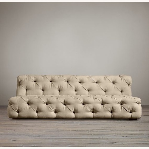 Used Restoration Hardware Soho Tufted Upholstered Armless Sofa for sale on AptDeco