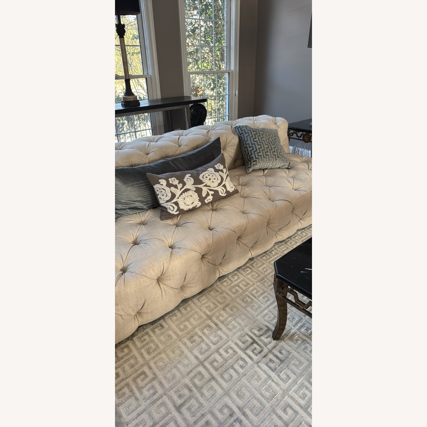 Restoration Hardware Soho Tufted Upholstered Armless Sofa - image-7