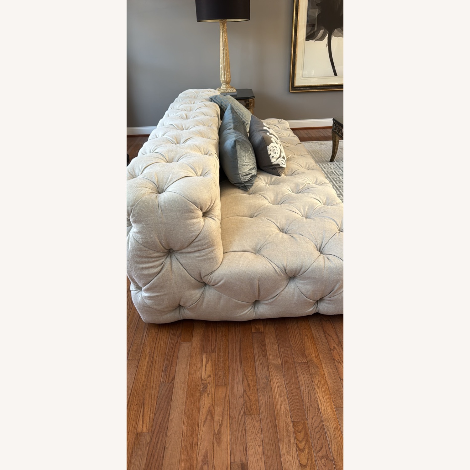 Restoration Hardware Soho Tufted Upholstered Armless Sofa - image-3
