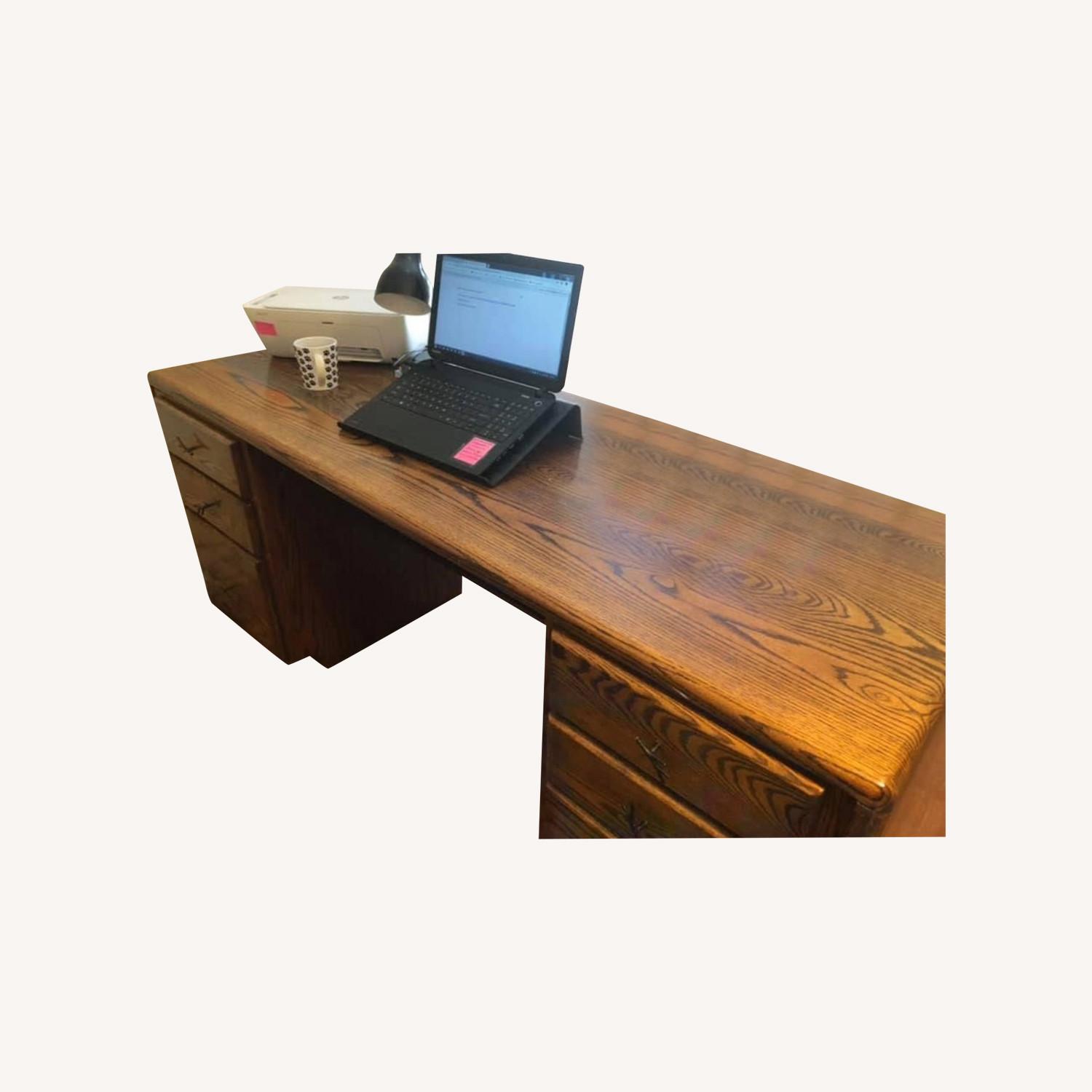 Solid Oak One of a Kind Desk and Chair - image-0