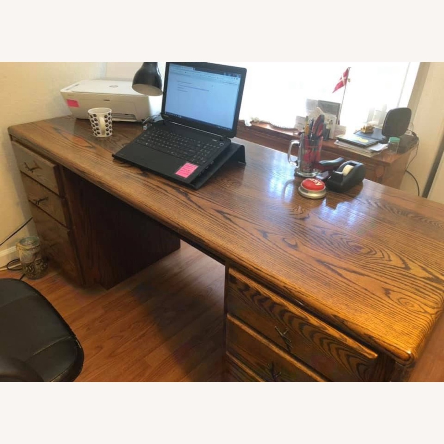 Solid Oak One of a Kind Desk and Chair - image-1