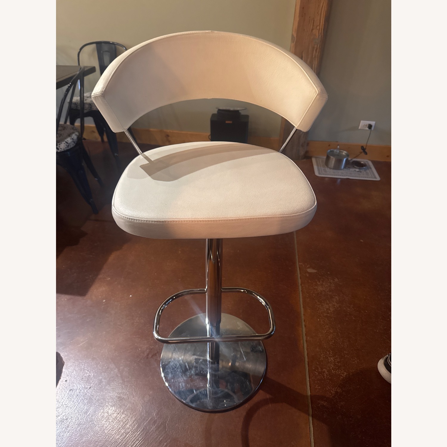 Calligaris Italian Leather and Chrome Bar Stool - image-1