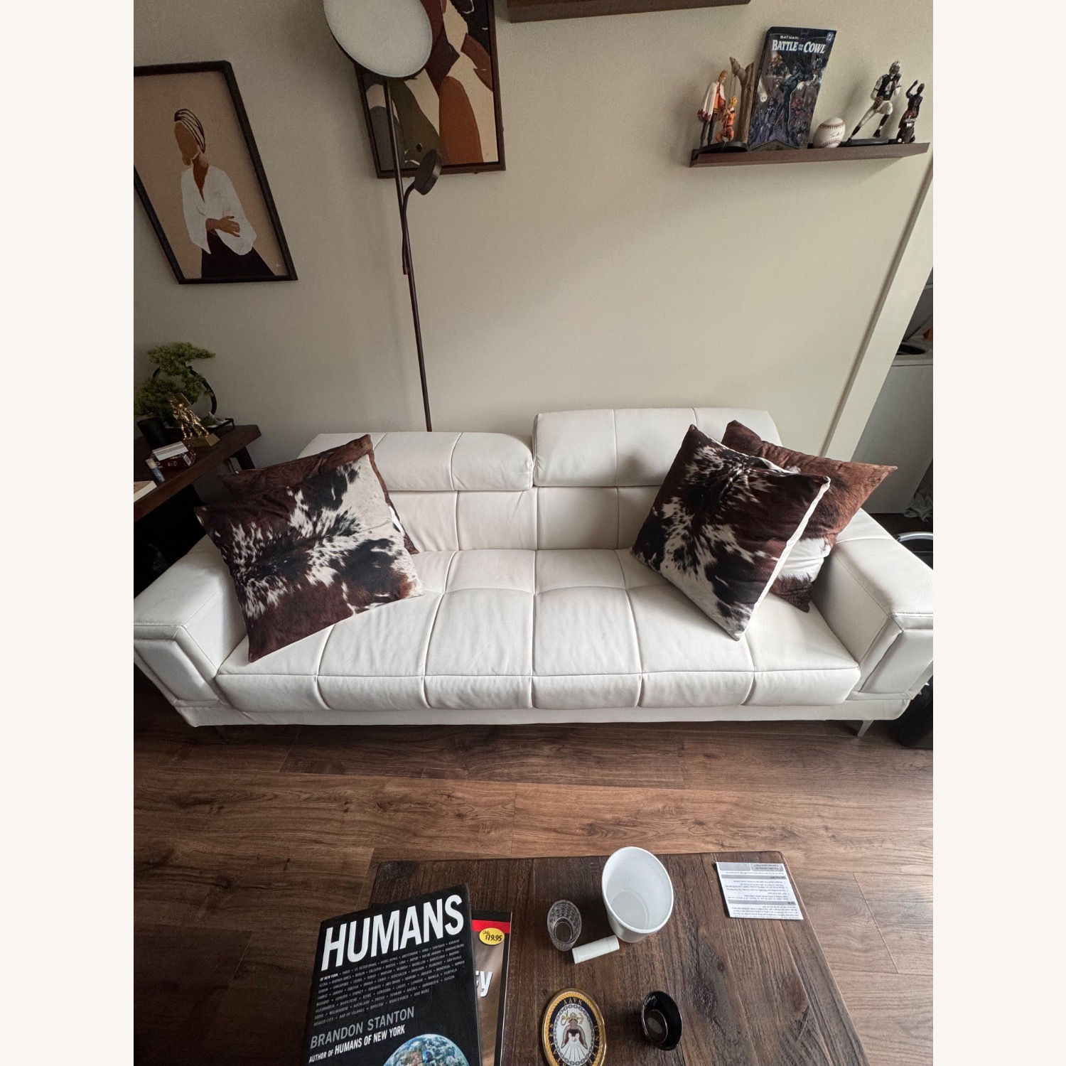 White  Leather Couch - image-1