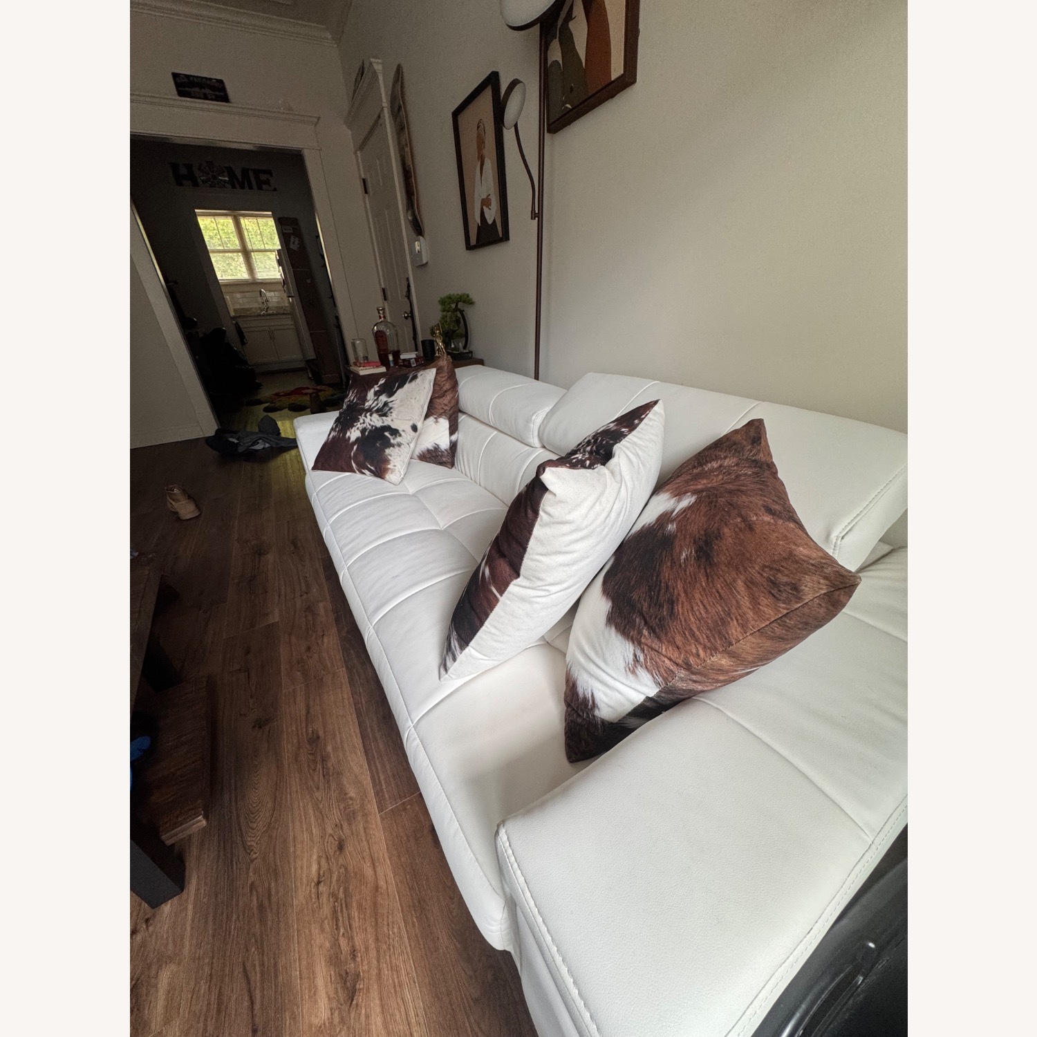 White  Leather Couch - image-2