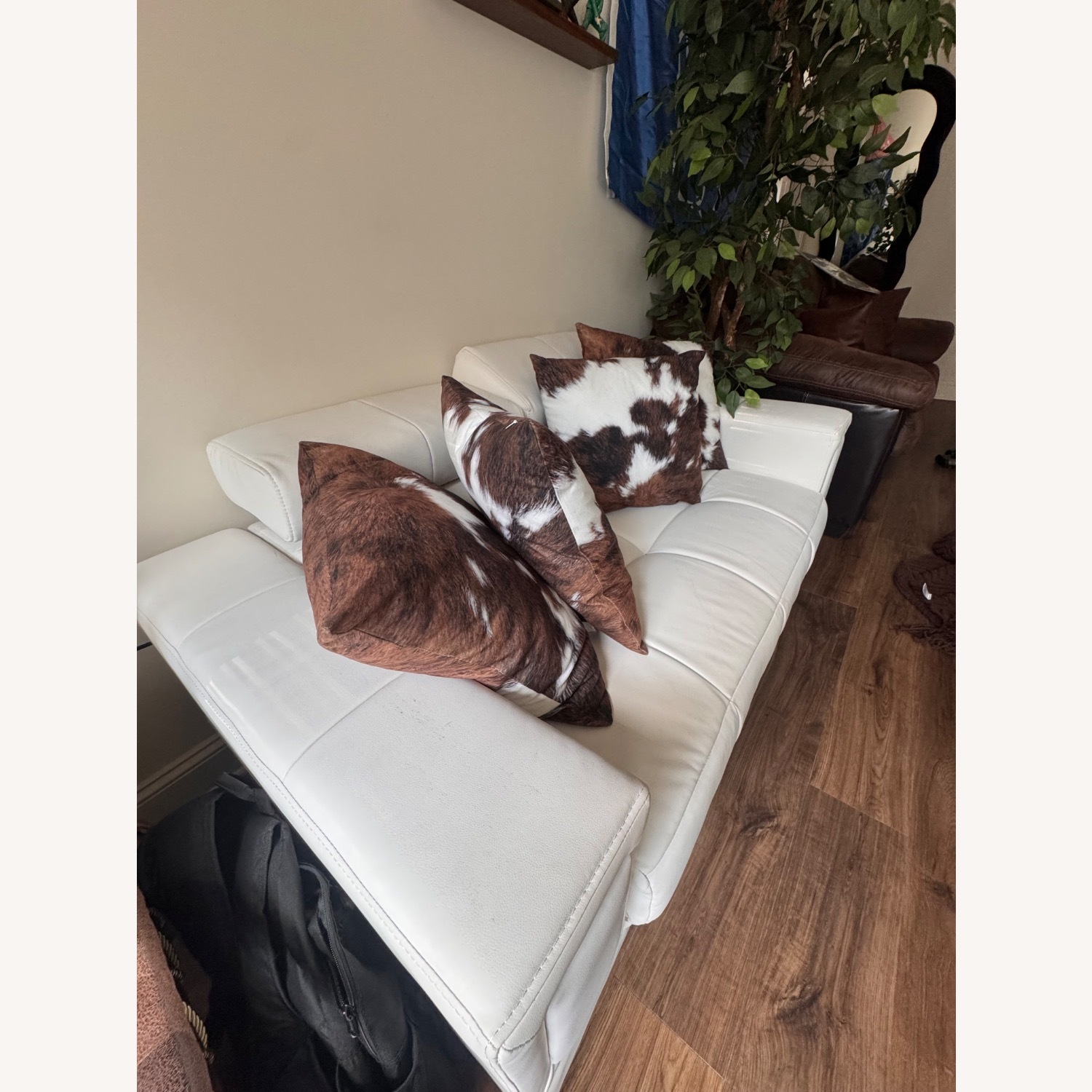 White  Leather Couch - image-3