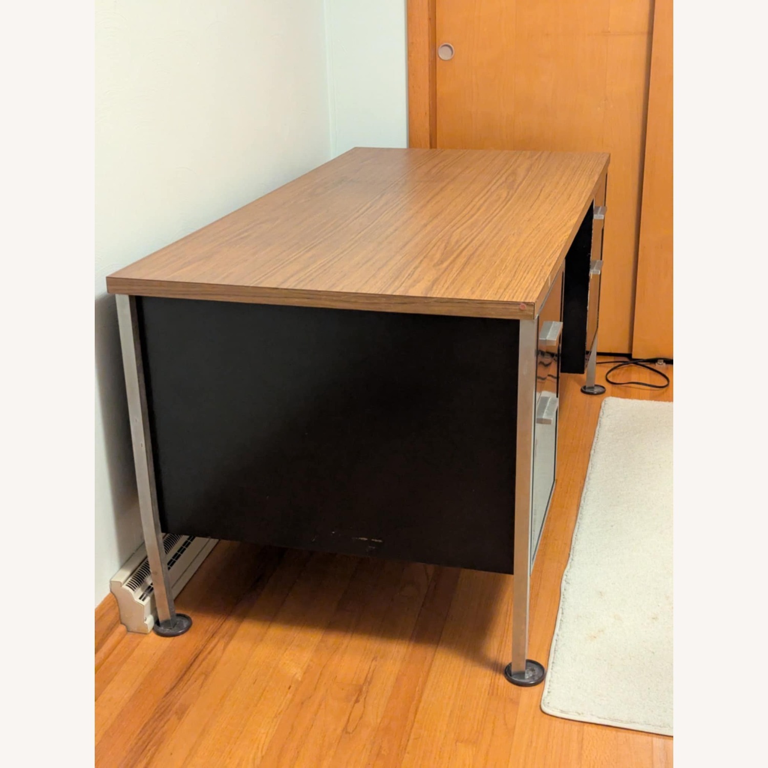 Wood/Metal Desk with 4 Filing Cabinet Drawers - image-4