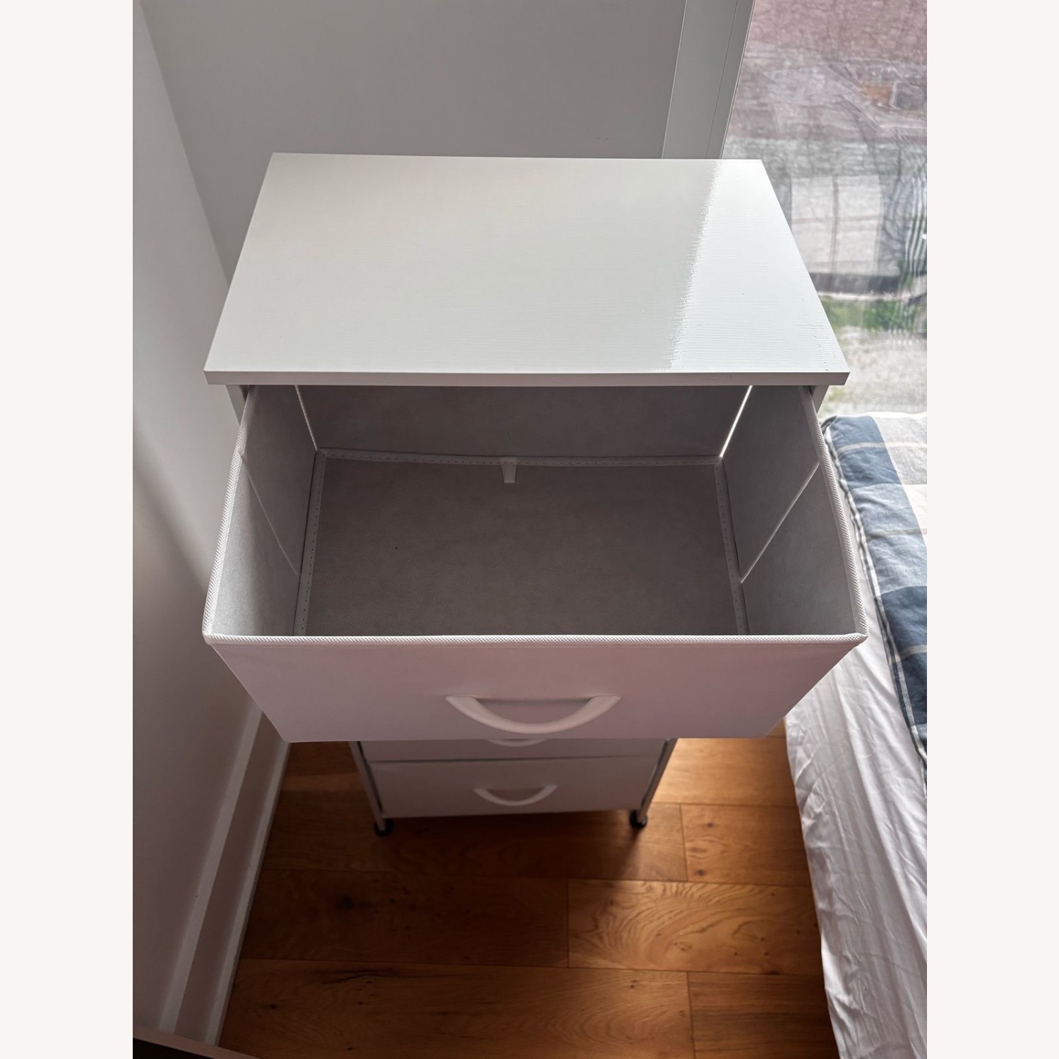 White Fabric Dresser with 4 Drawers - image-2