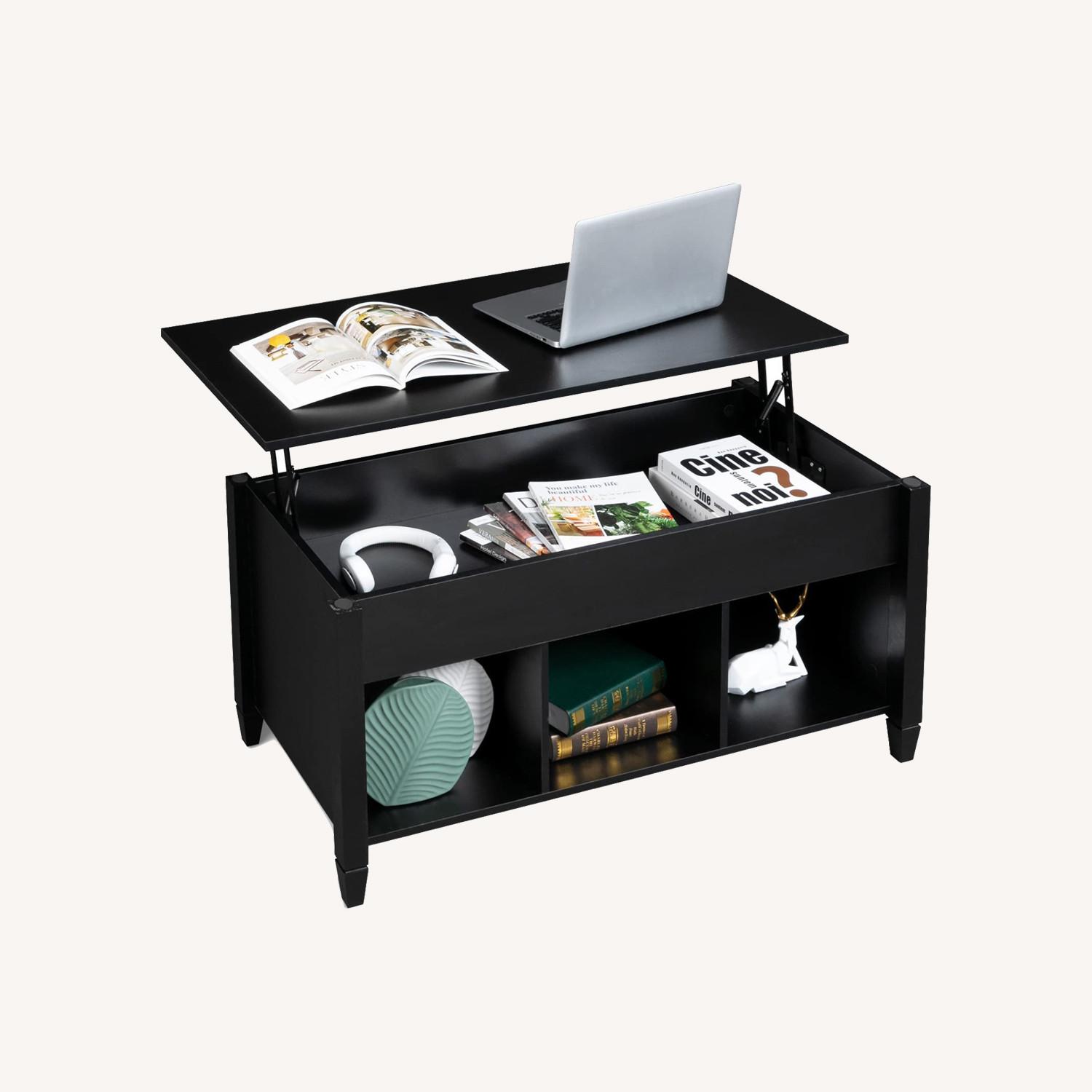Black Wood Coffee Table with Storage - image-0
