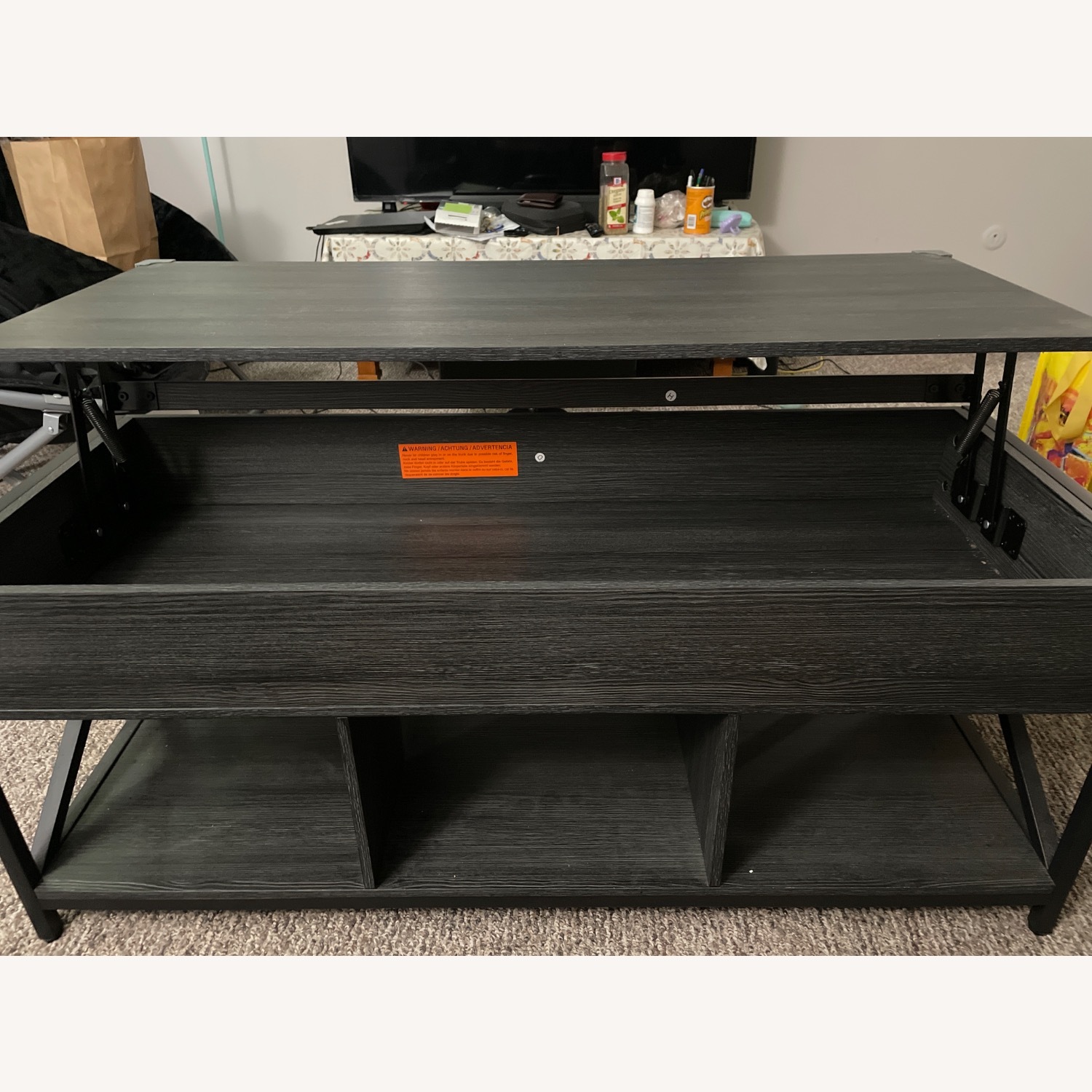 Black Wood Coffee Table with Storage - image-3