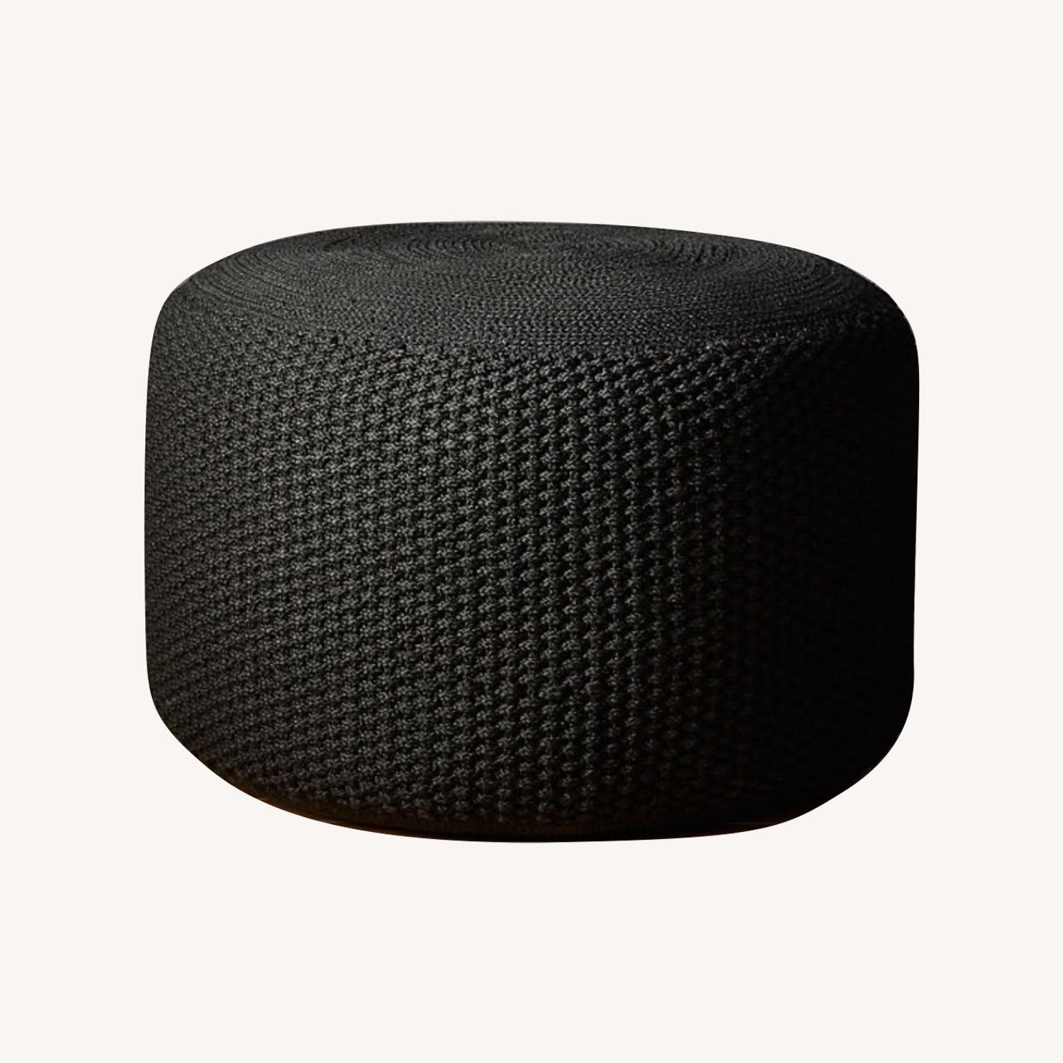 Crate & Barrel Black Crochet Pouf - image-0
