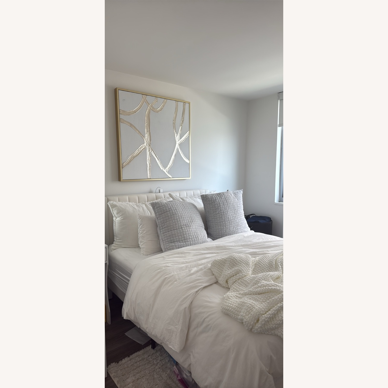 White Bed fFrame With Charging Port - image-1
