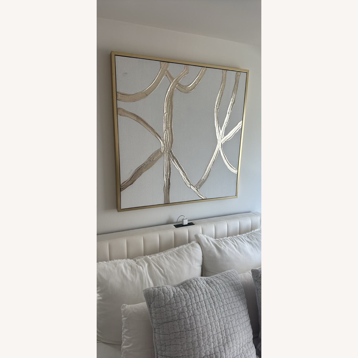 White Bed fFrame With Charging Port - image-2