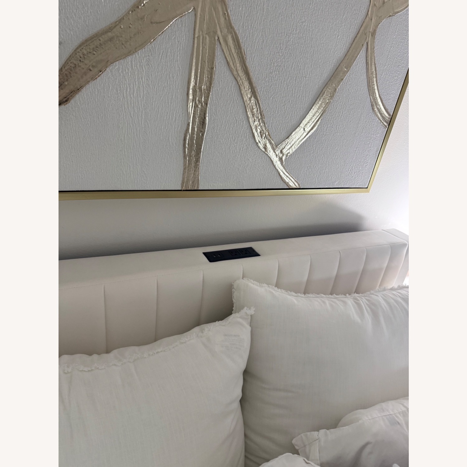 White Bed fFrame With Charging Port - image-4