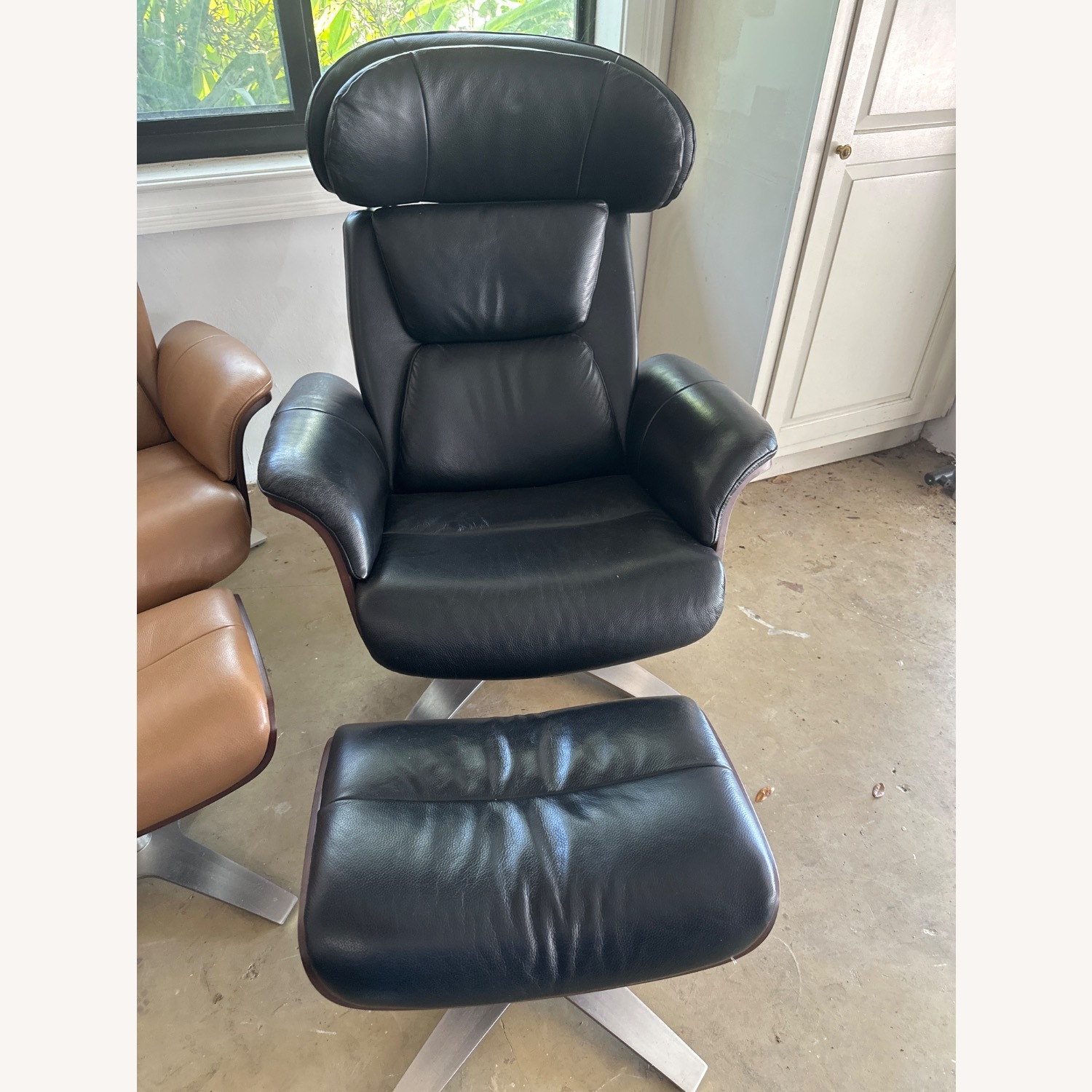 Macy’s Janer Leather Swivel Chair/Ottoman Set - image-4