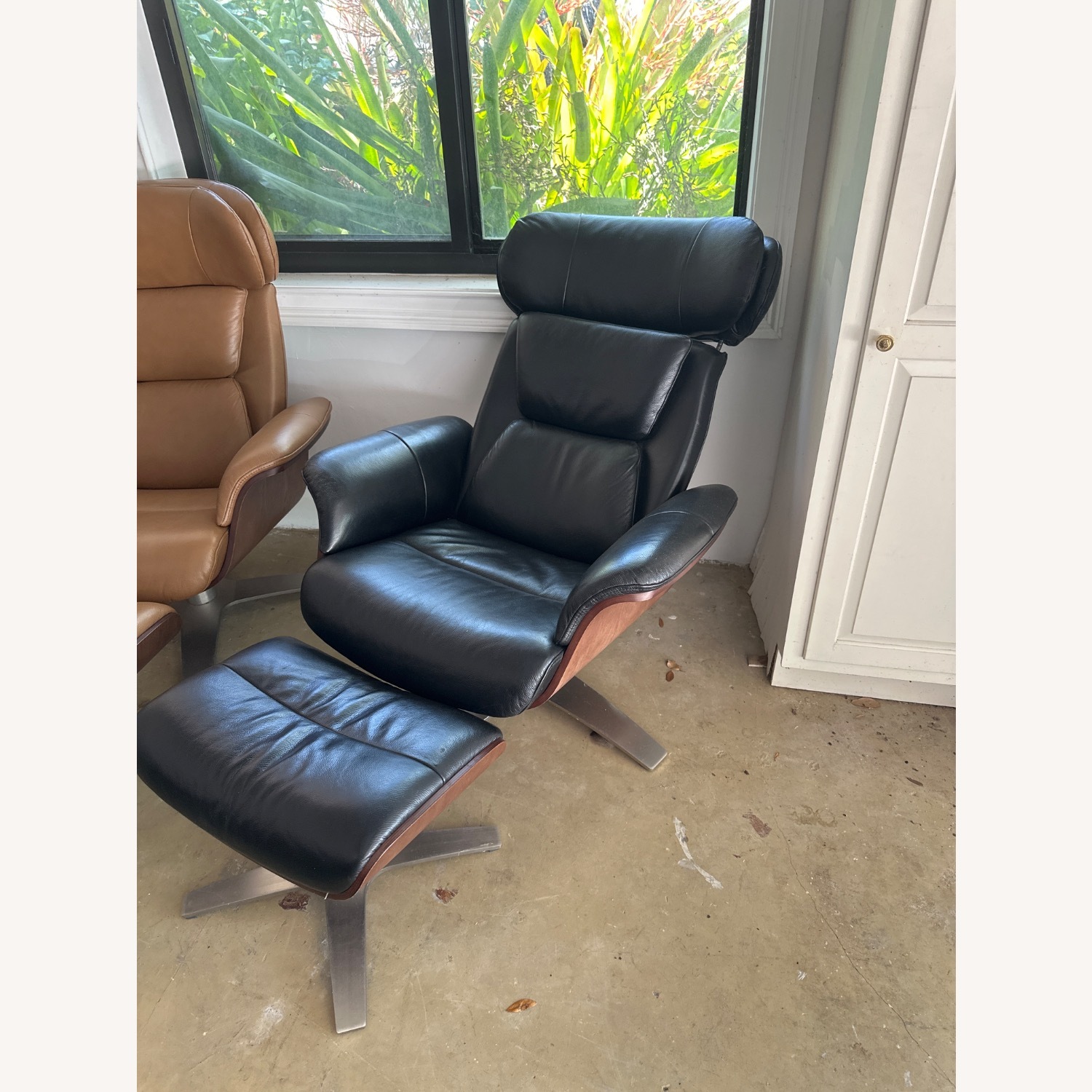 Macy’s Janer Leather Swivel Chair/Ottoman Set - image-2